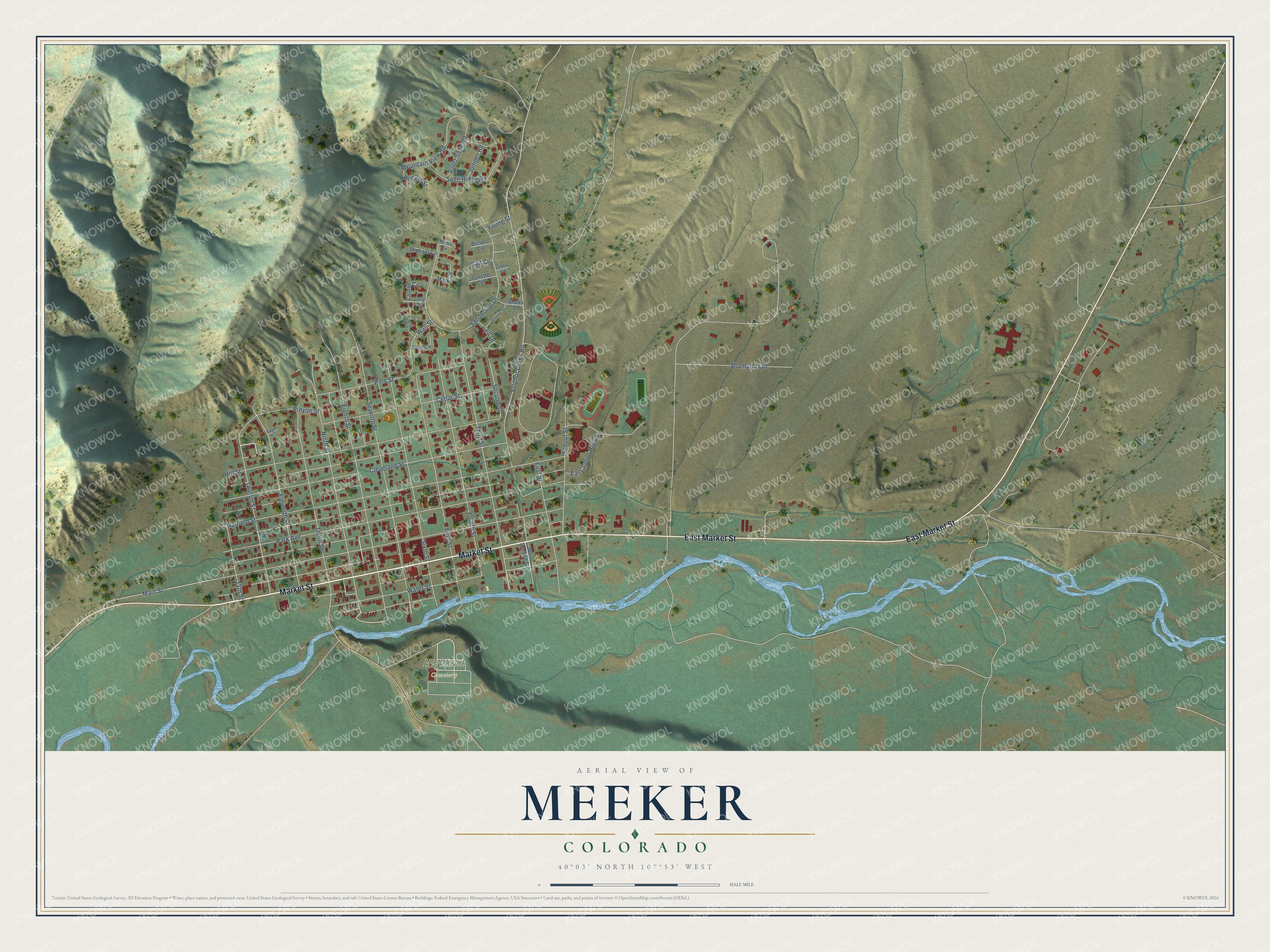 Watermarked full-map preview of Meeker, Colorado