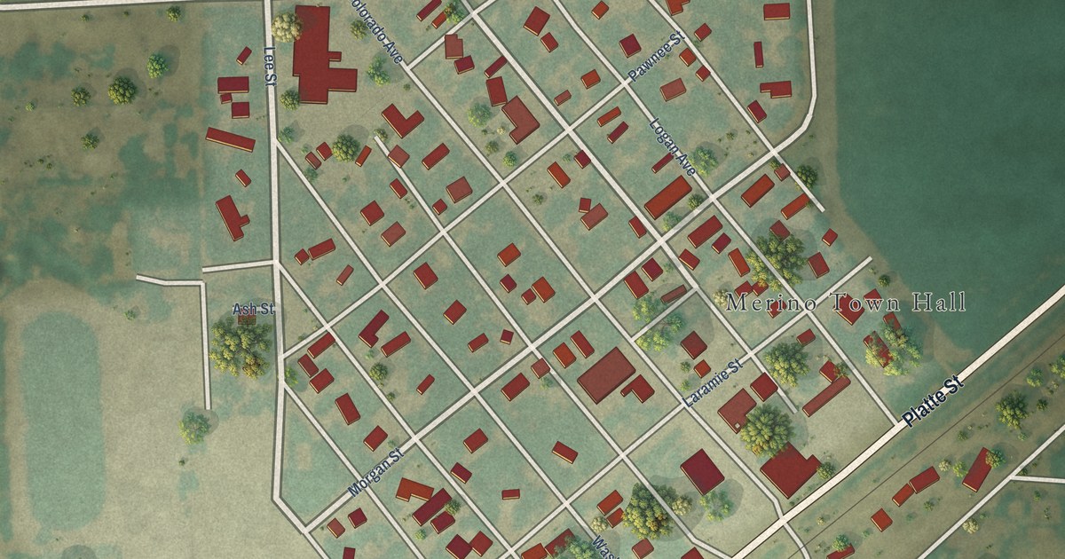 Map of Merino, Colorado in 2026
