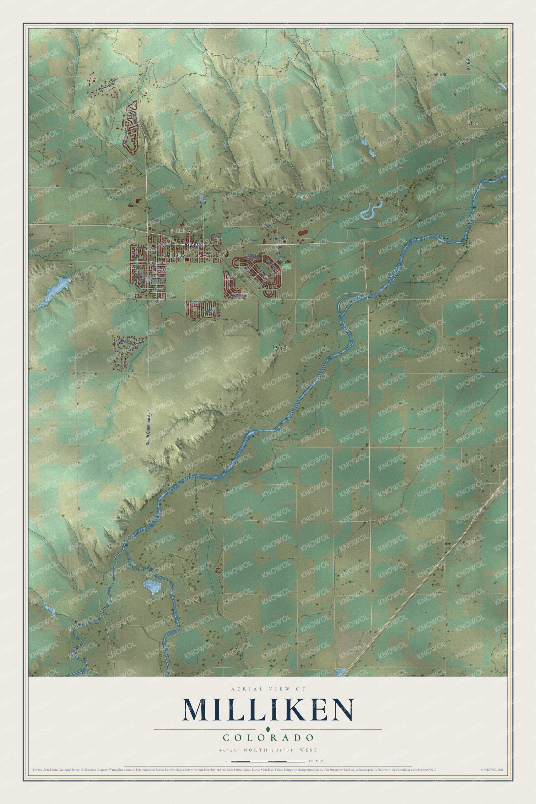 Watermarked full-map preview of Milliken, Colorado