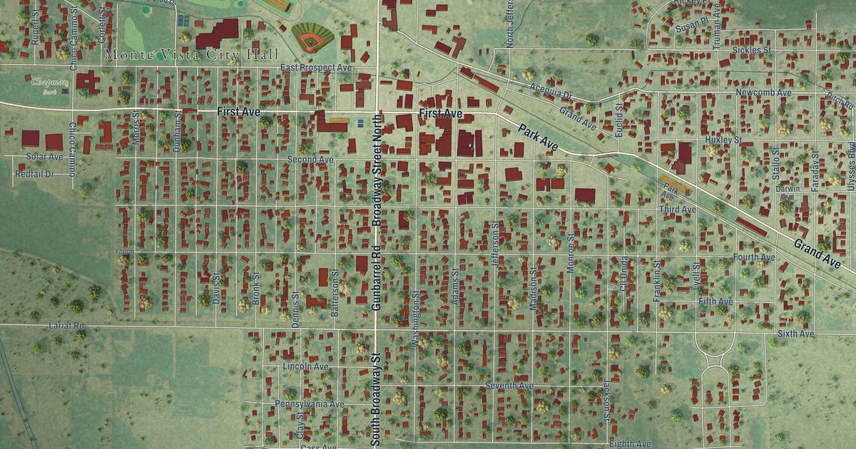 Map of Monte Vista, Colorado in 2026
