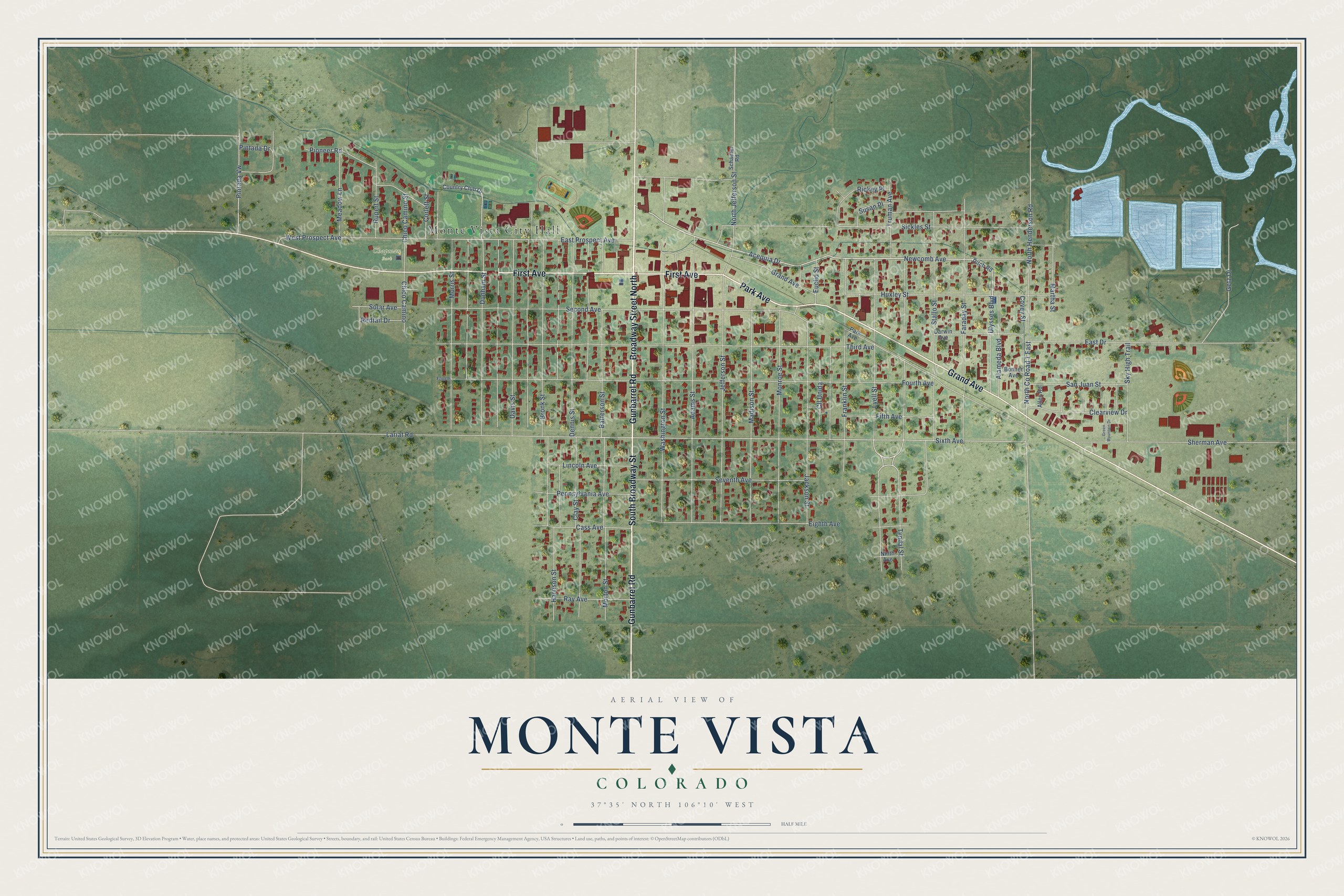 Watermarked full-map preview of Monte Vista, Colorado