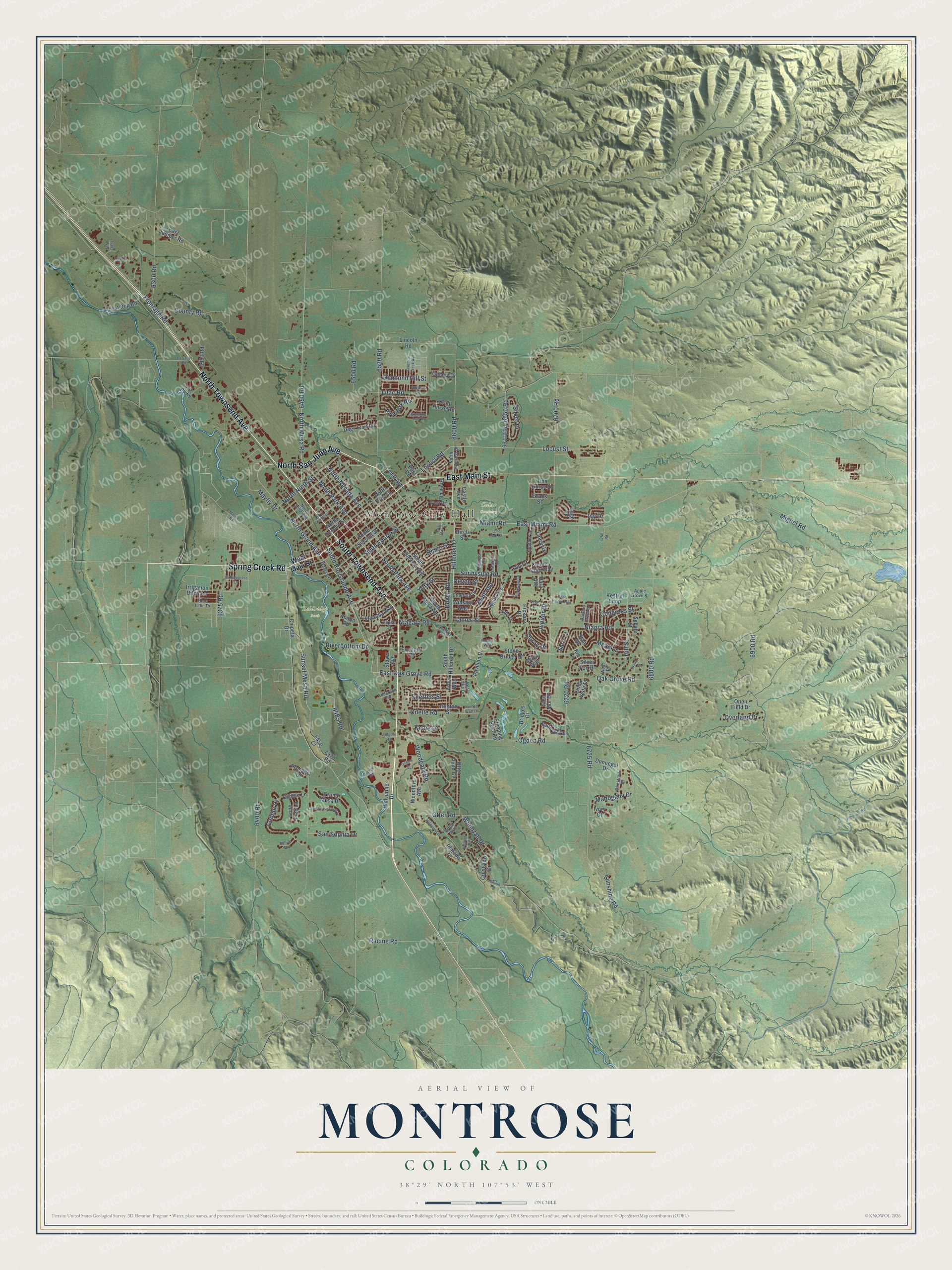 Watermarked full-map preview of Montrose, Colorado