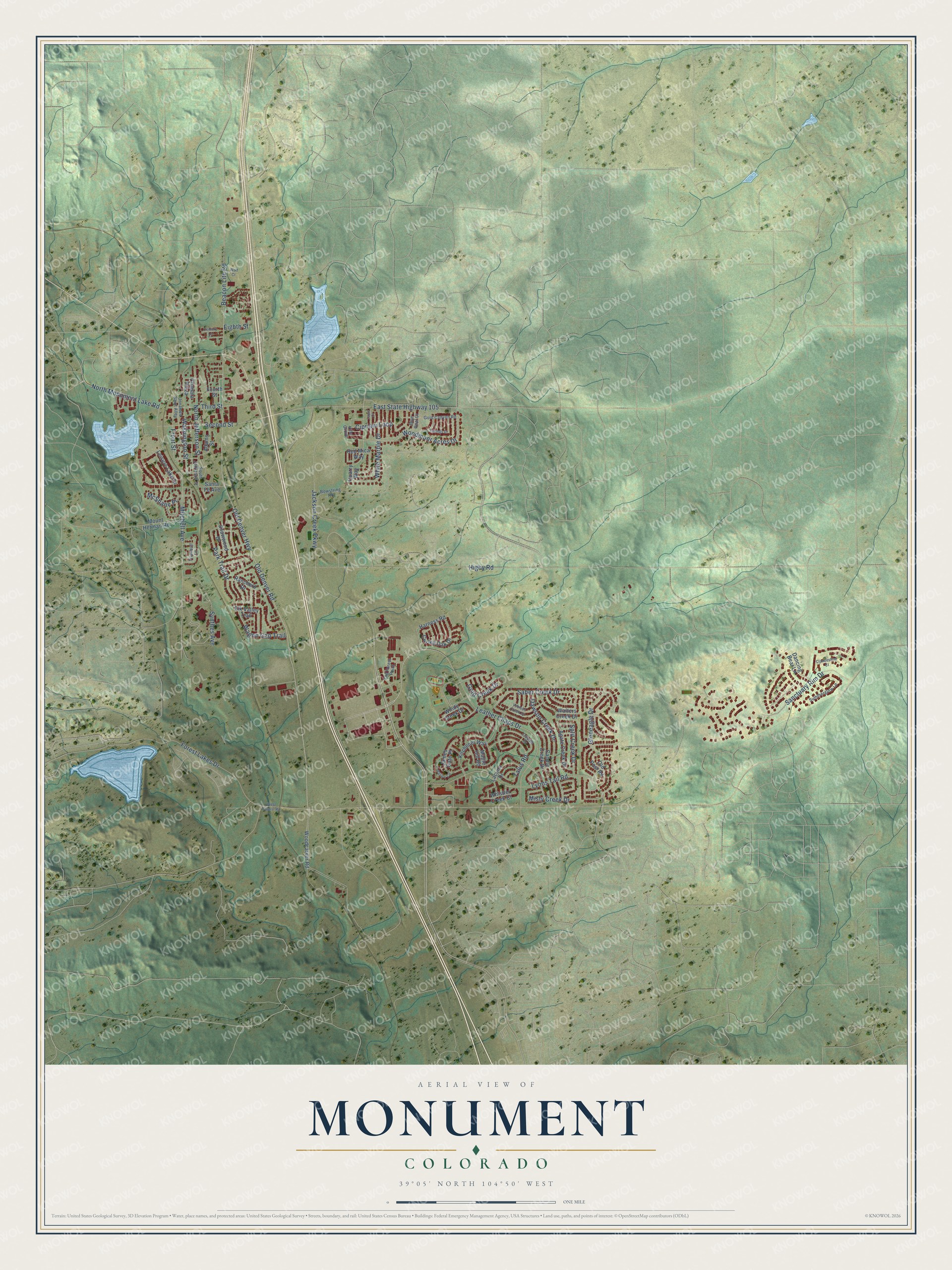 Watermarked full-map preview of Monument, Colorado