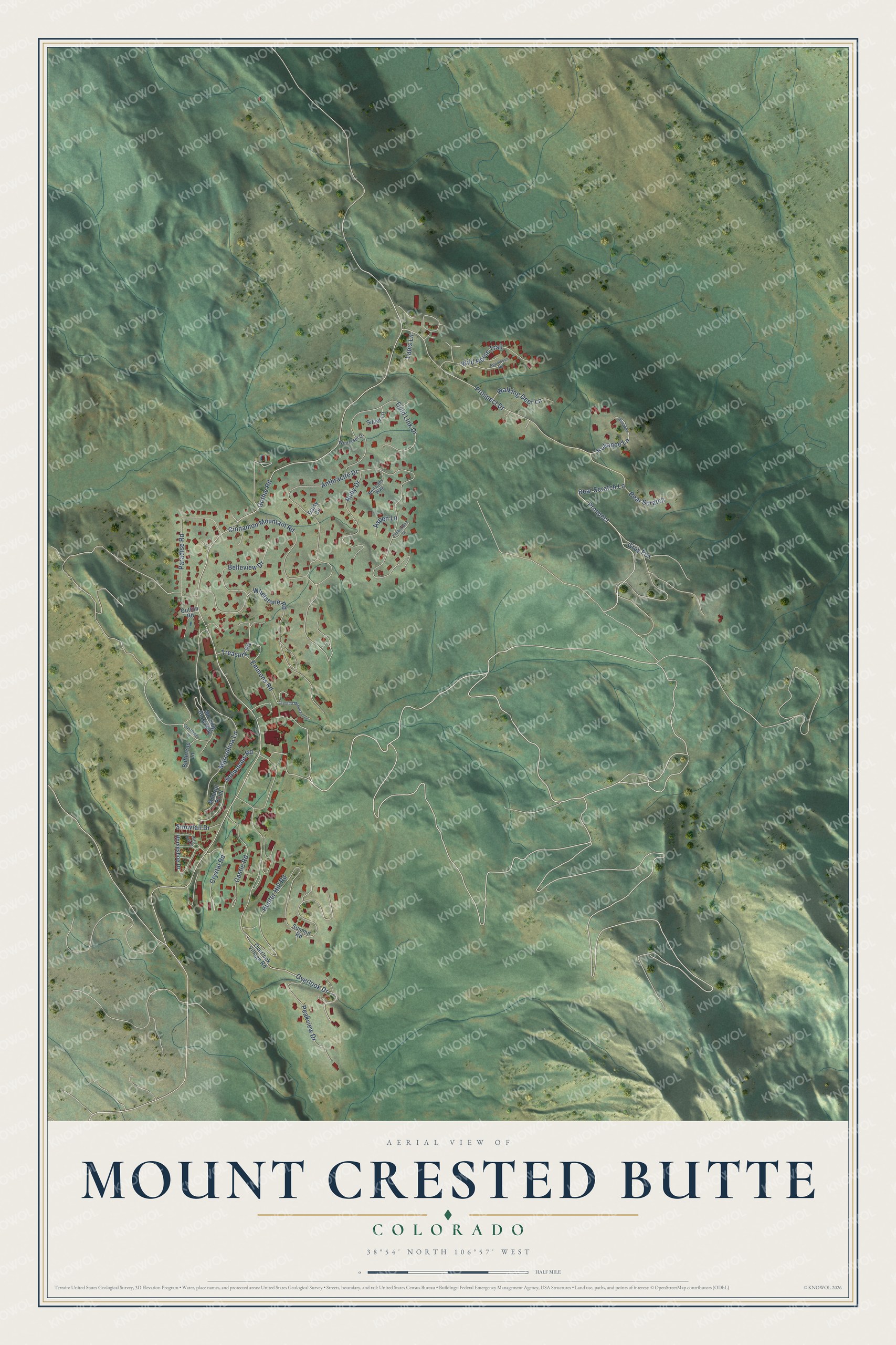 Watermarked full-map preview of Mount Crested Butte, Colorado