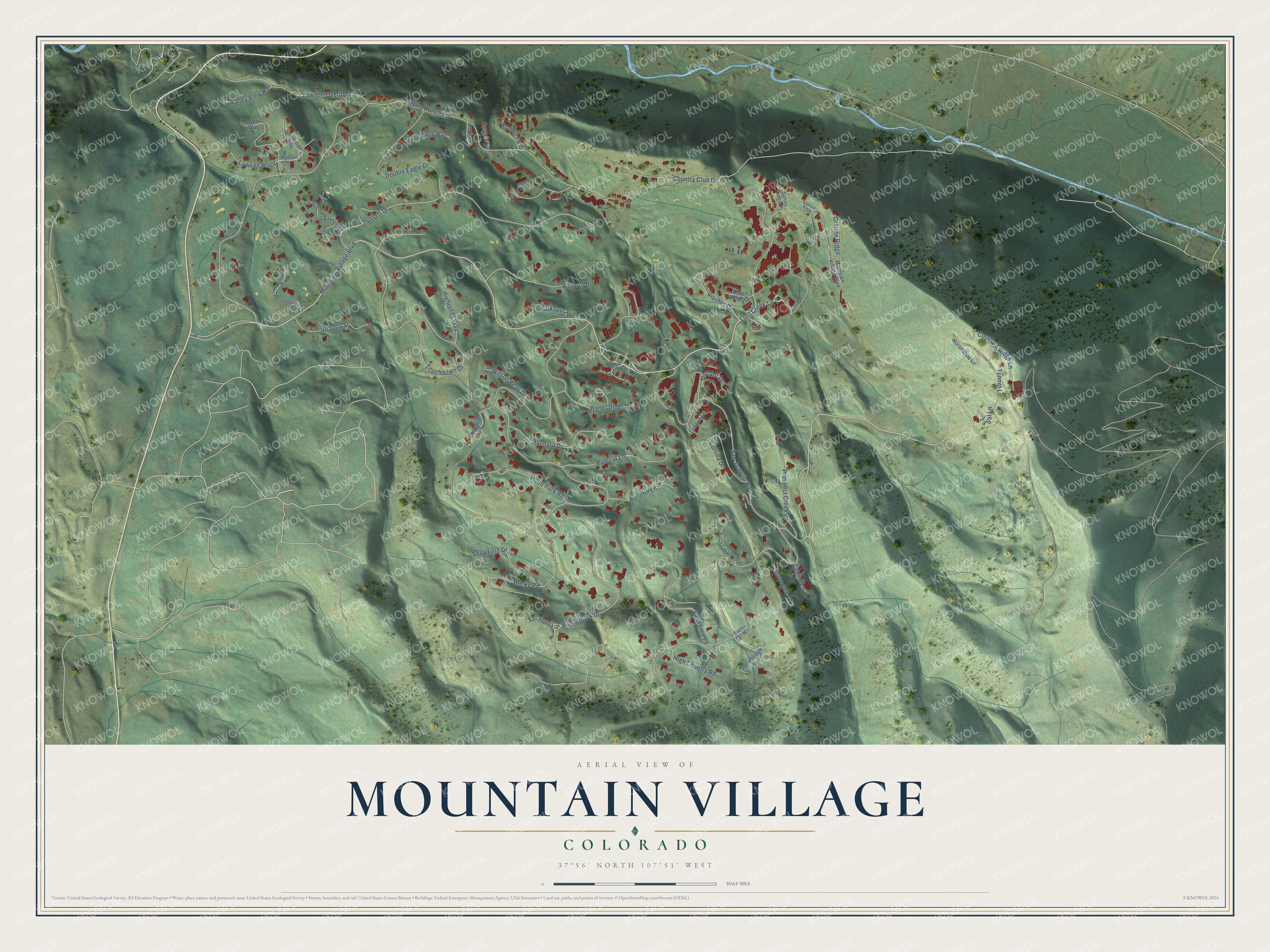 Watermarked full-map preview of Mountain Village, Colorado