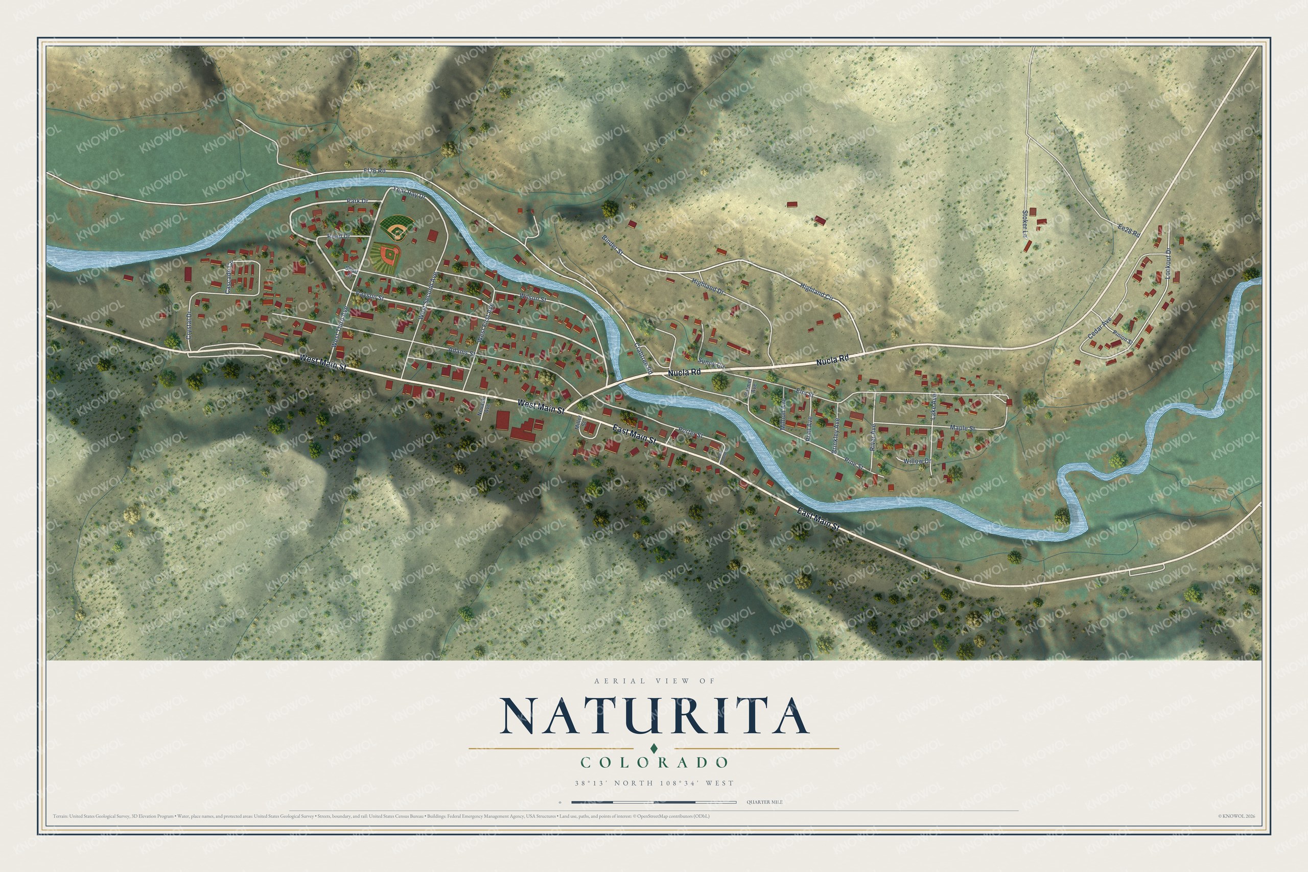 Watermarked full-map preview of Naturita, Colorado