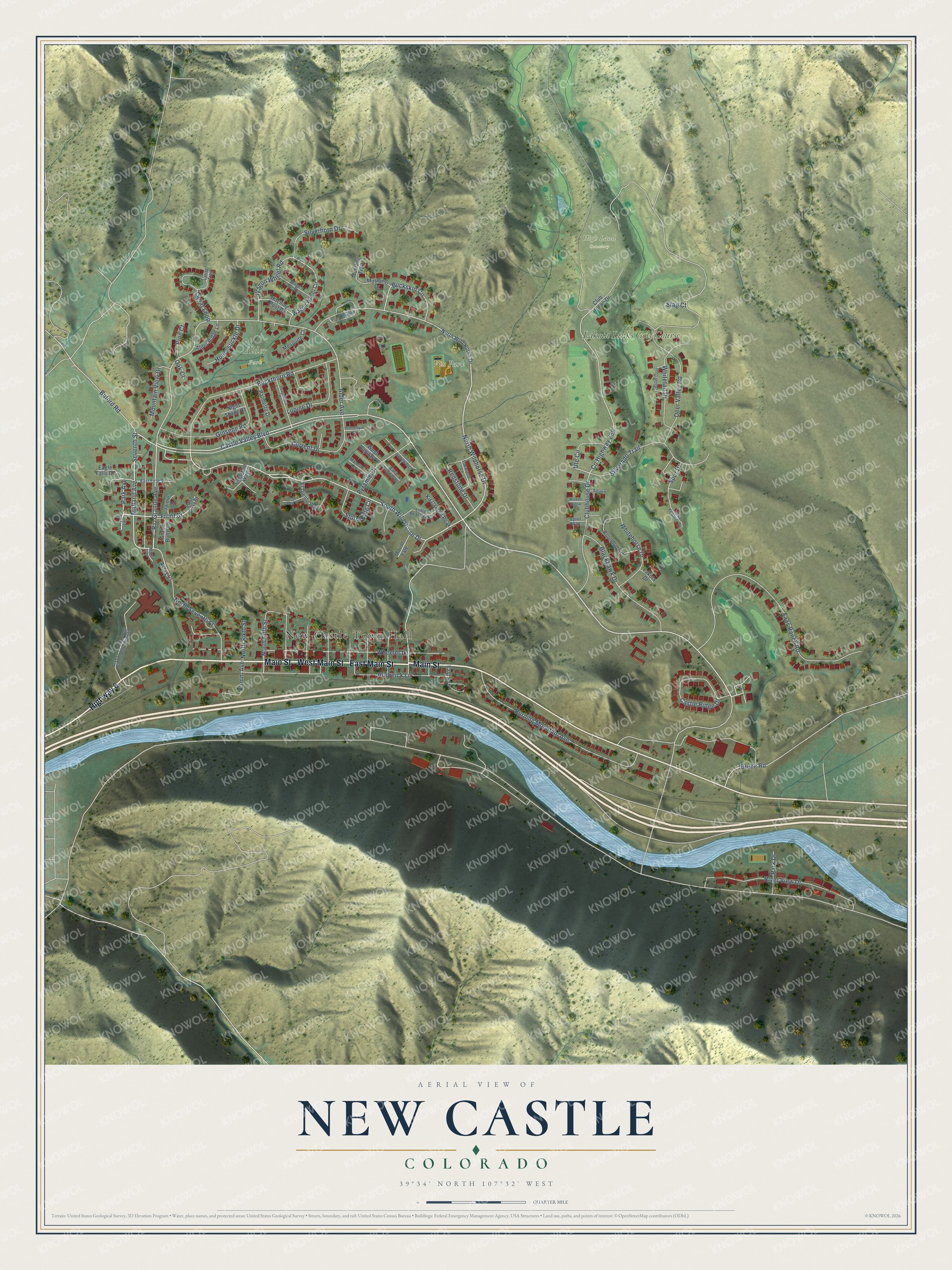 Watermarked full-map preview of New Castle, Colorado