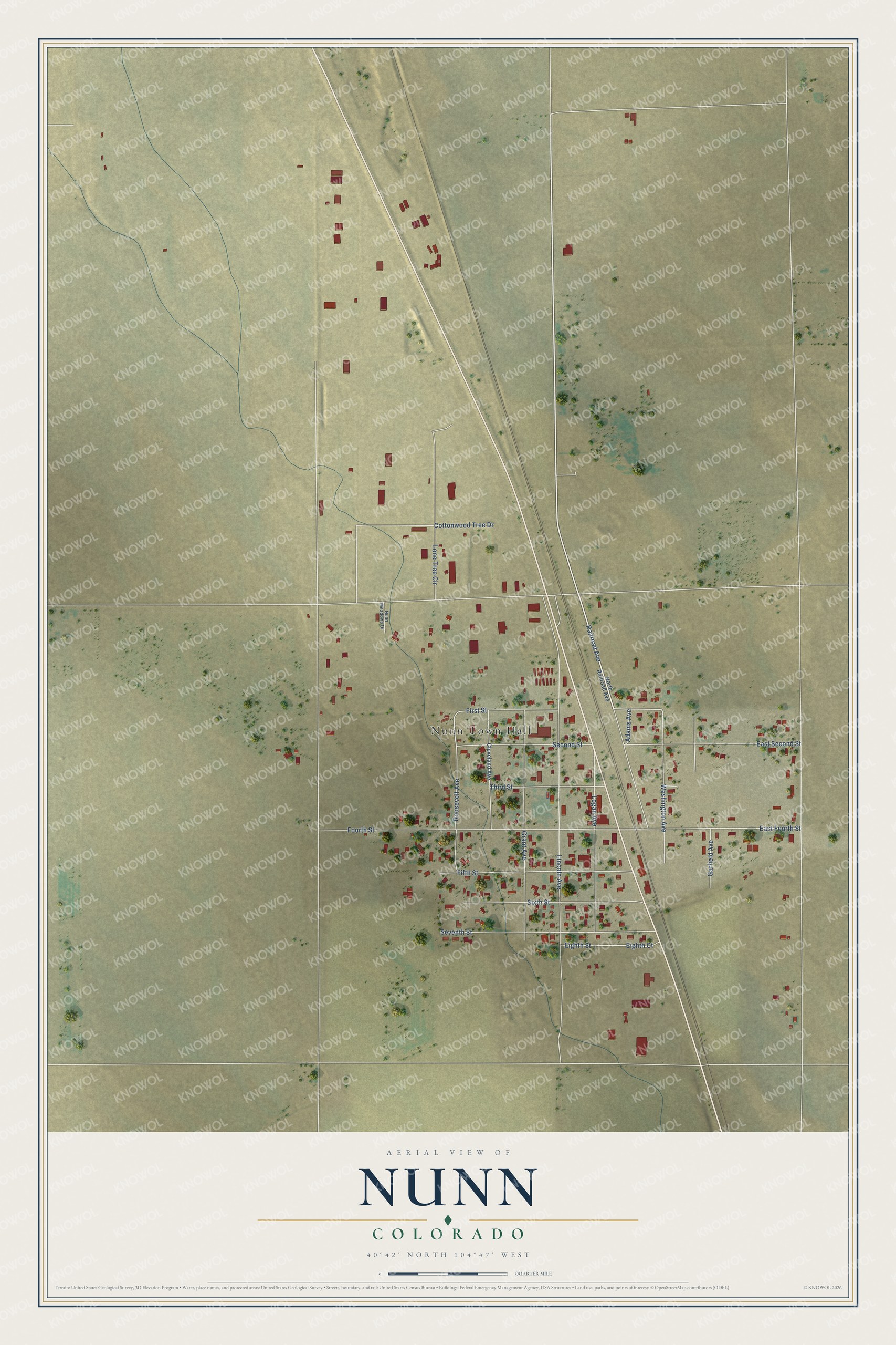 Watermarked full-map preview of Nunn, Colorado