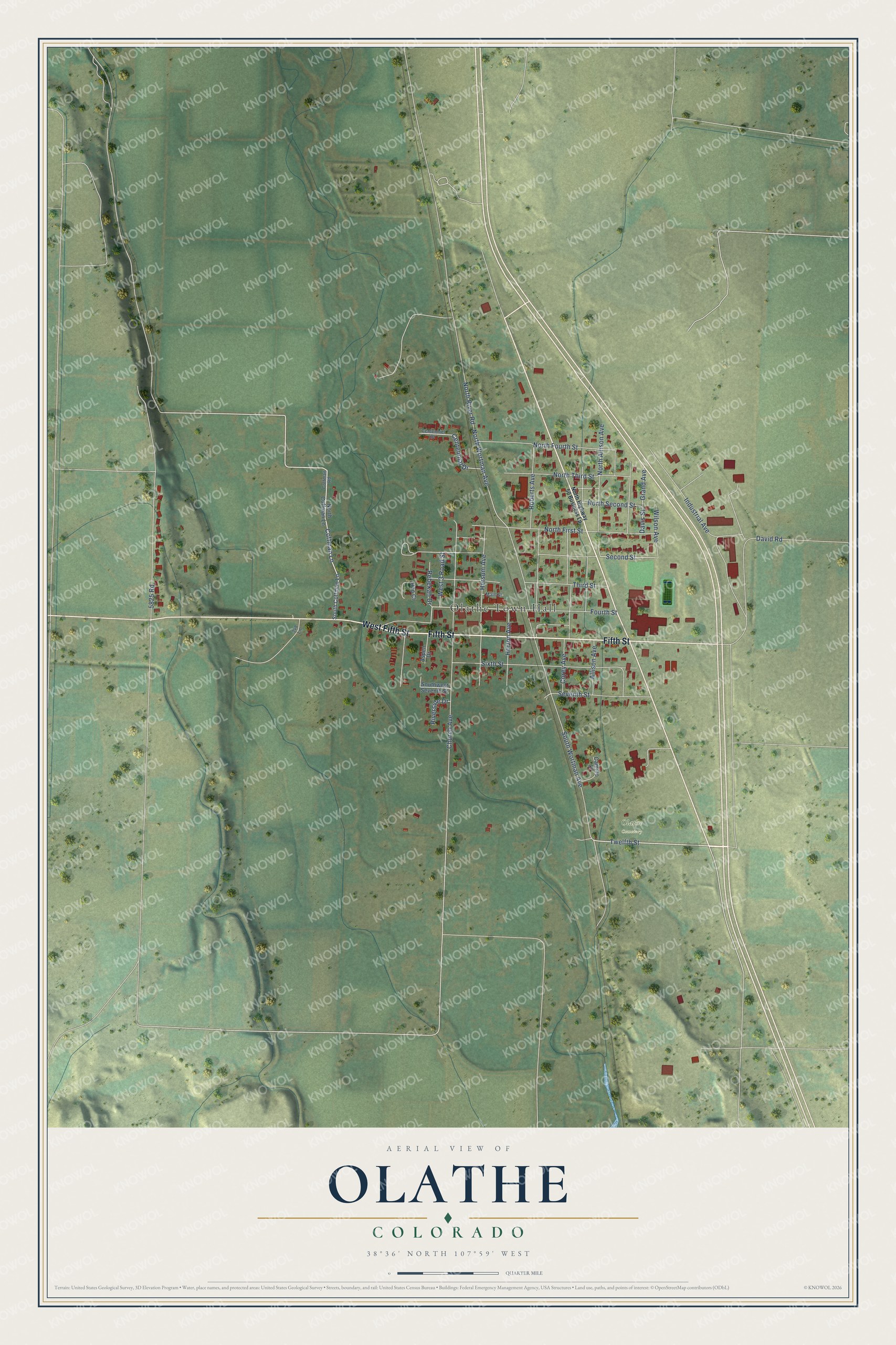 Watermarked full-map preview of Olathe, Colorado
