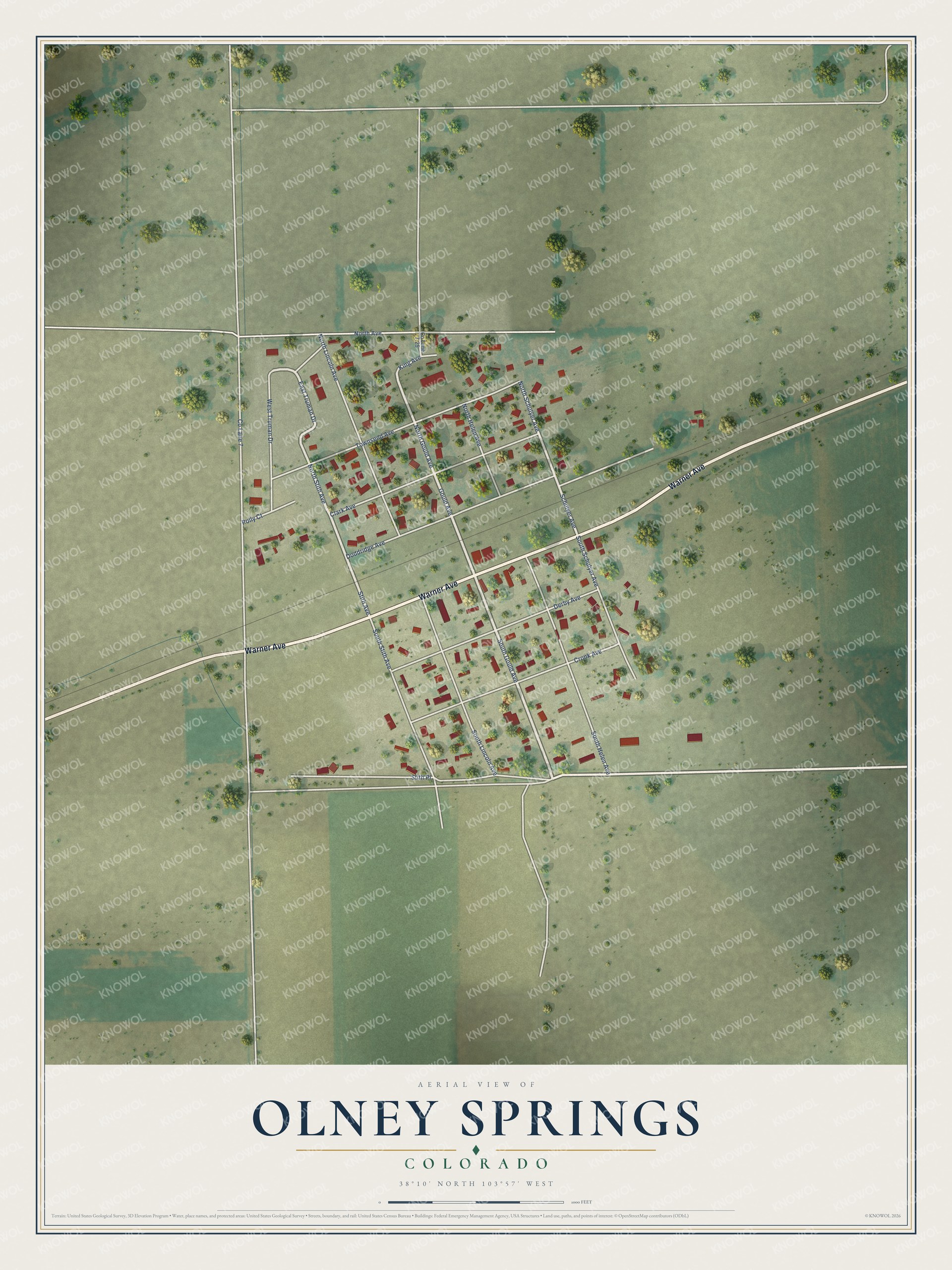Watermarked full-map preview of Olney Springs, Colorado