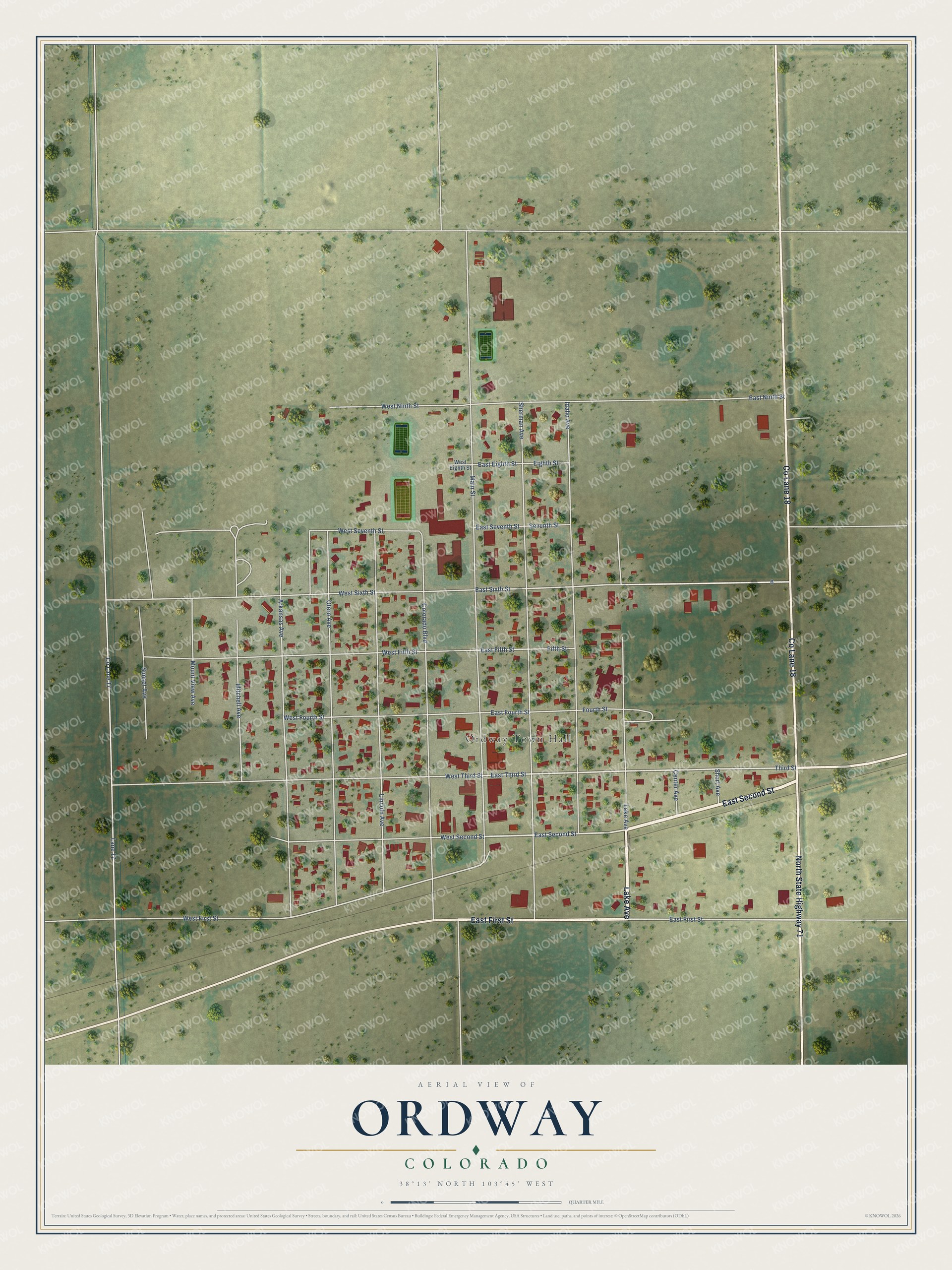 Watermarked full-map preview of Ordway, Colorado