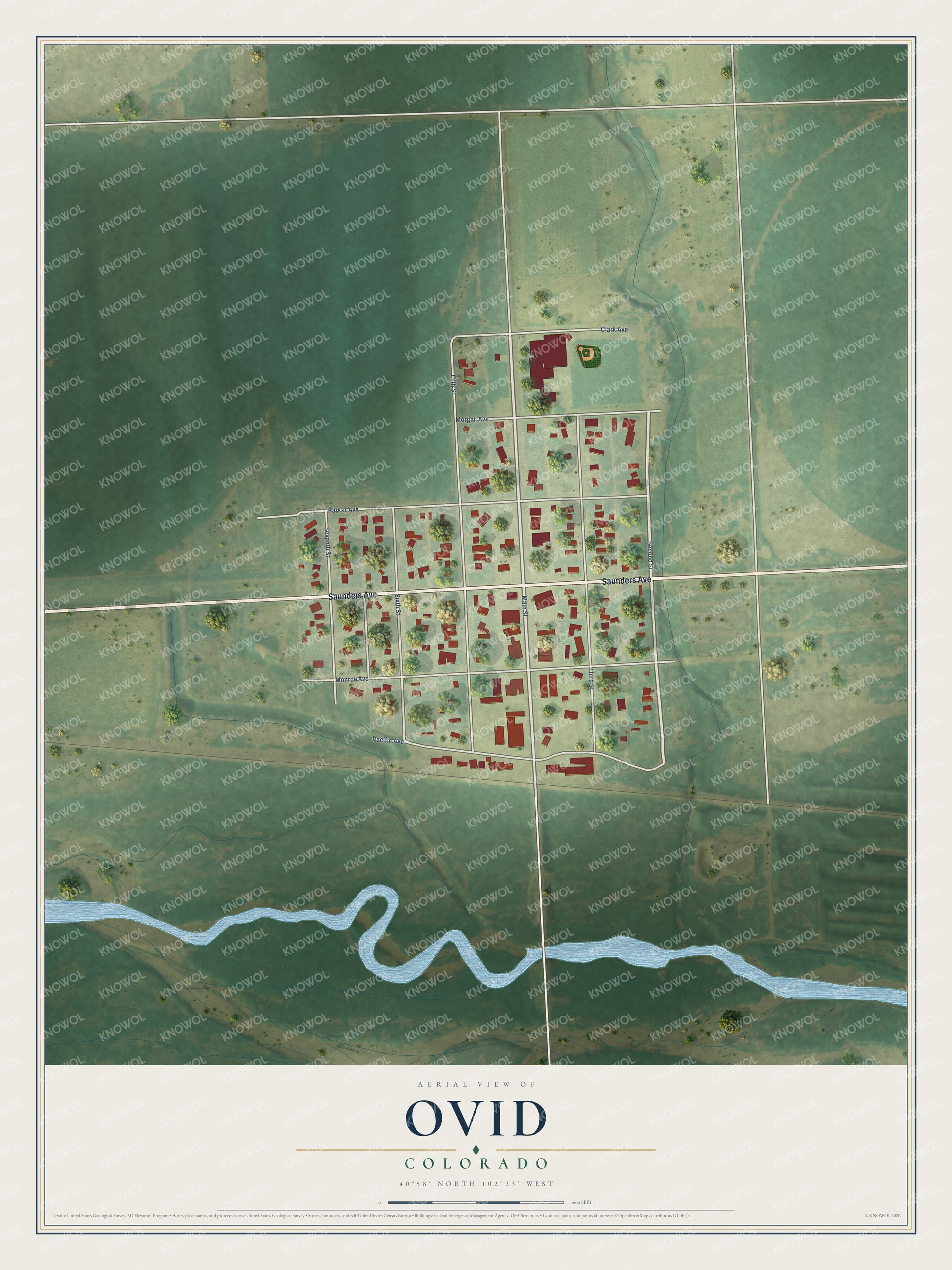 Watermarked full-map preview of Ovid, Colorado