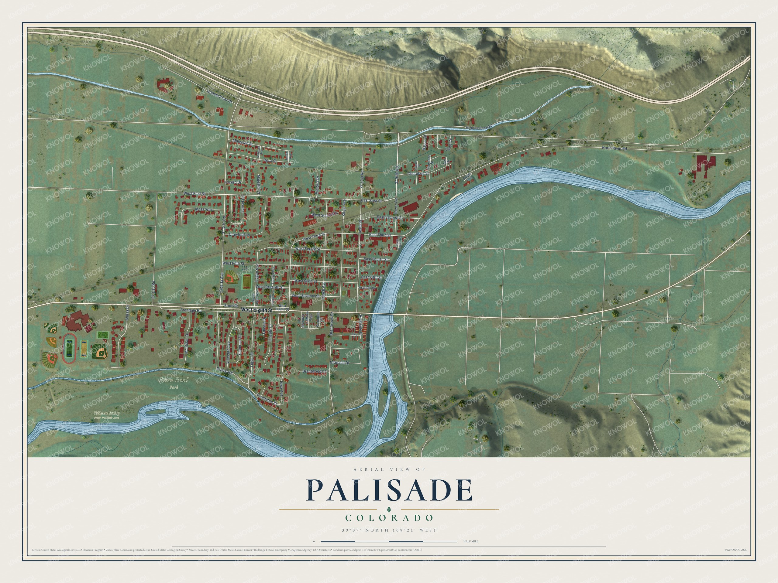 Watermarked full-map preview of Palisade, Colorado