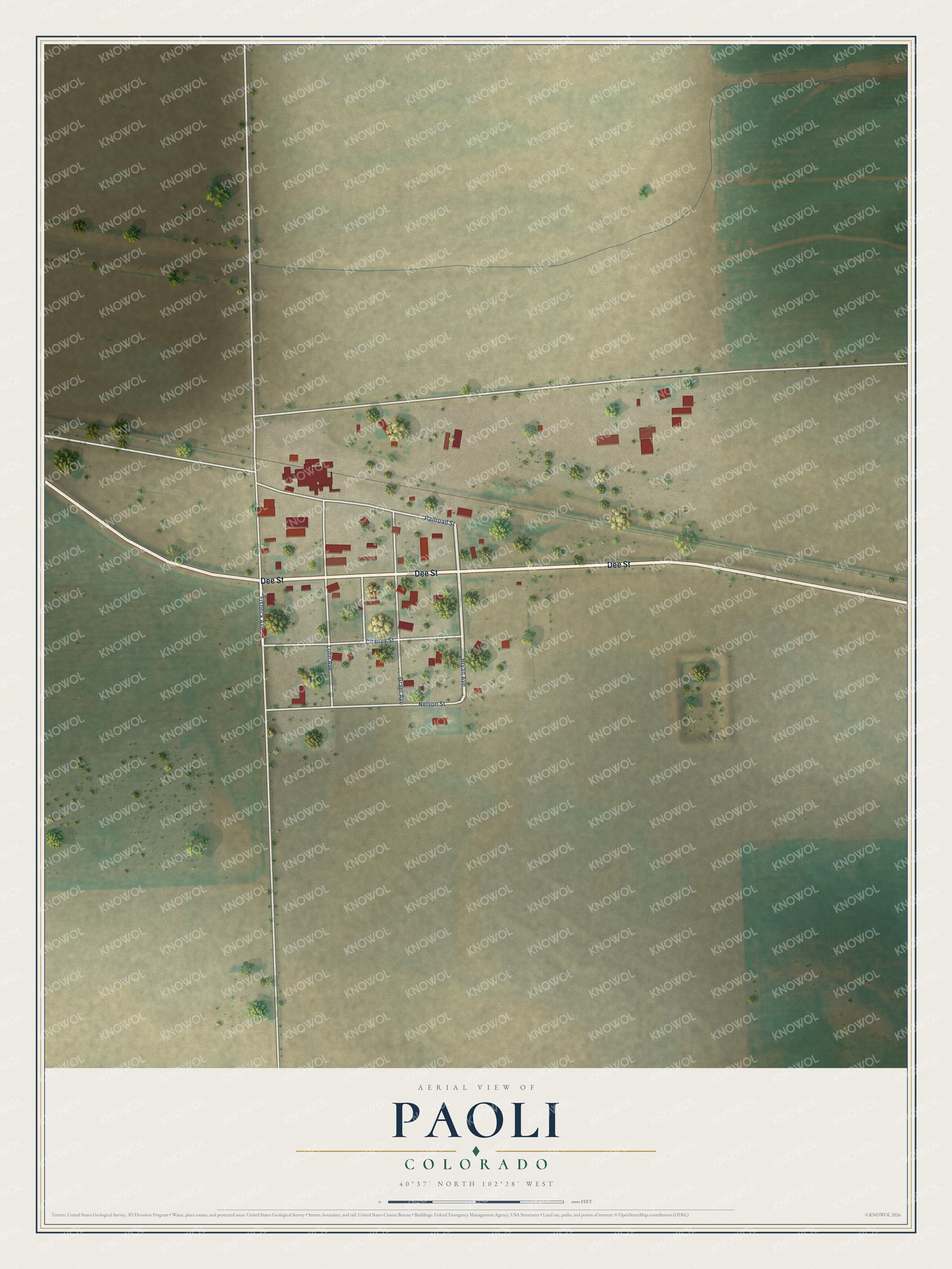 Watermarked full-map preview of Paoli, Colorado