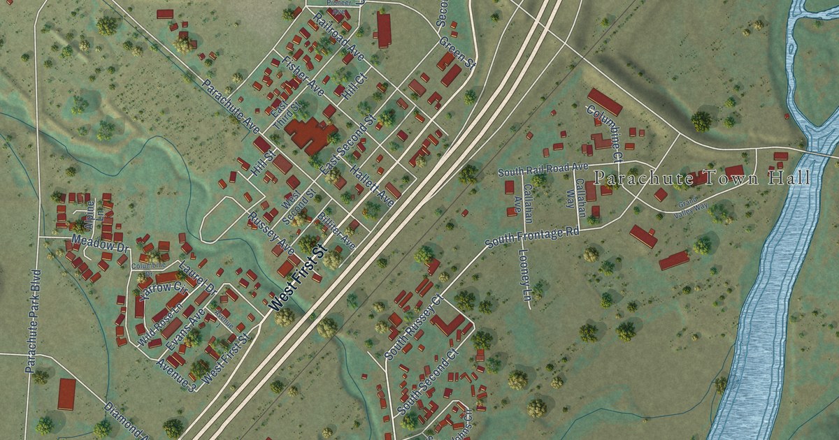 Map of Parachute, Colorado in 2026