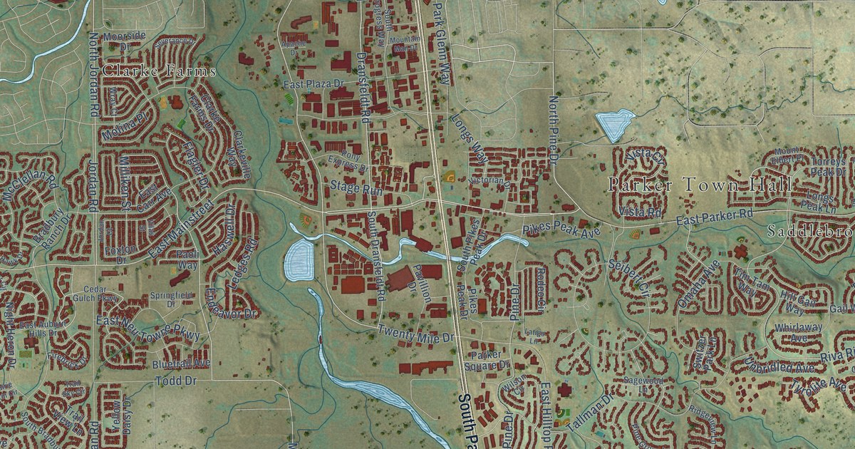 Map of Parker, Colorado in 2026
