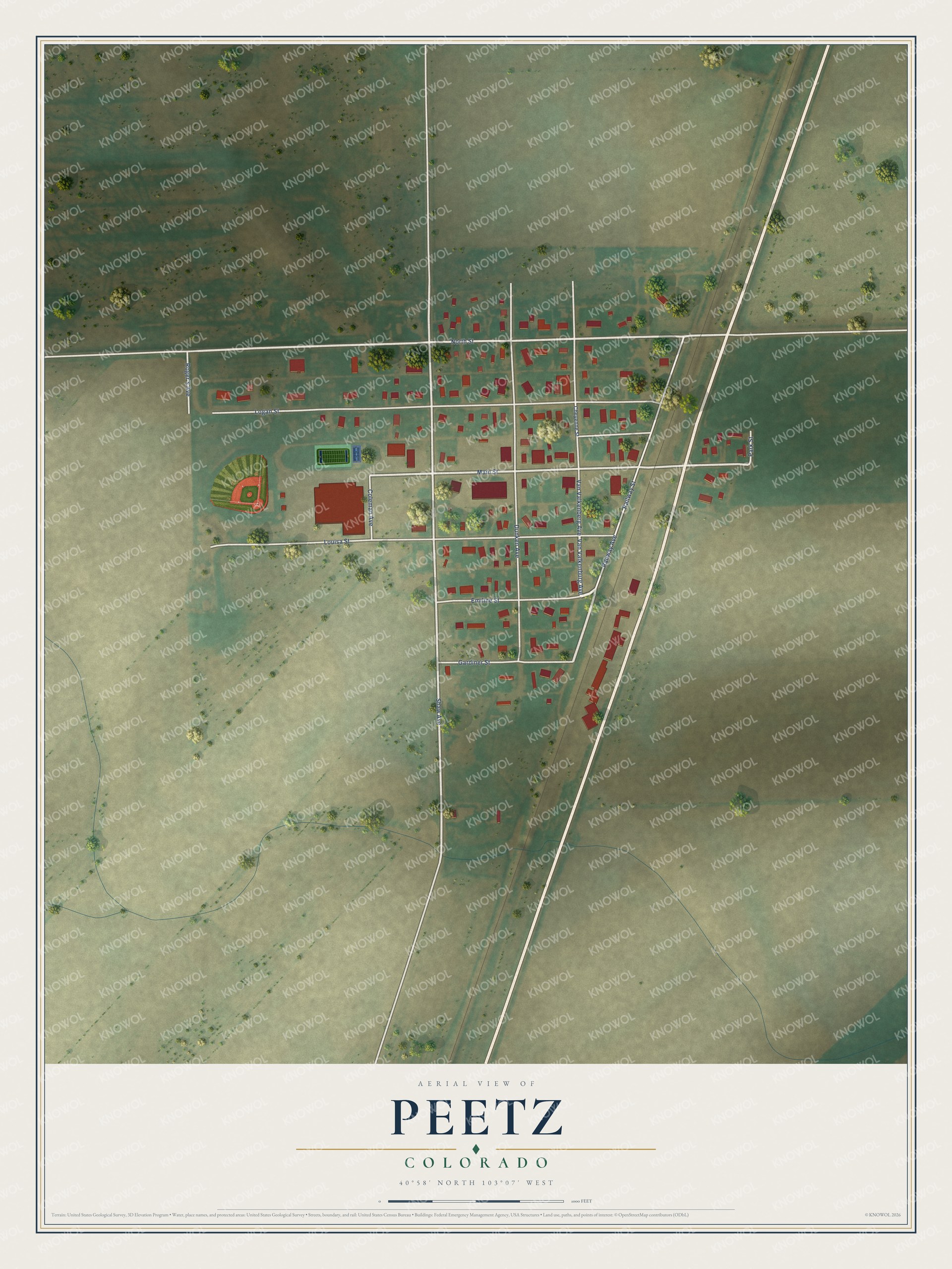 Watermarked full-map preview of Peetz, Colorado