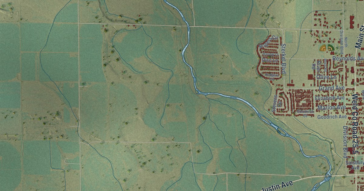 Map of Platteville, Colorado in 2026