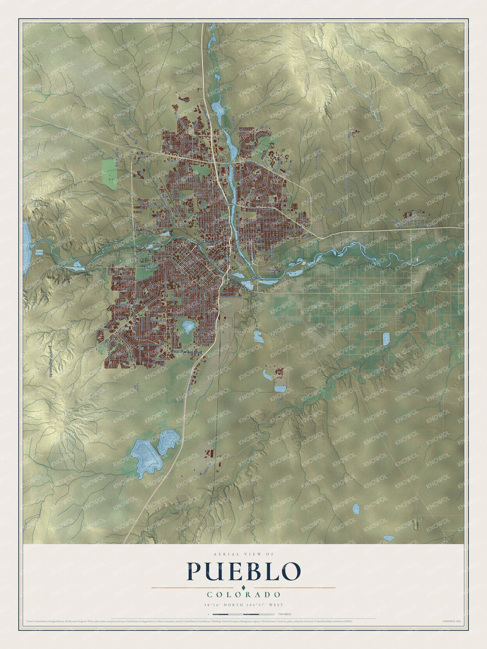 Watermarked full-map preview of Pueblo, Colorado