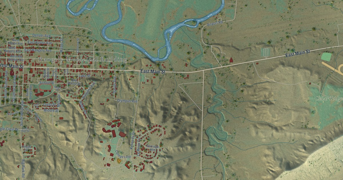 Map of Rangely, Colorado in 2026