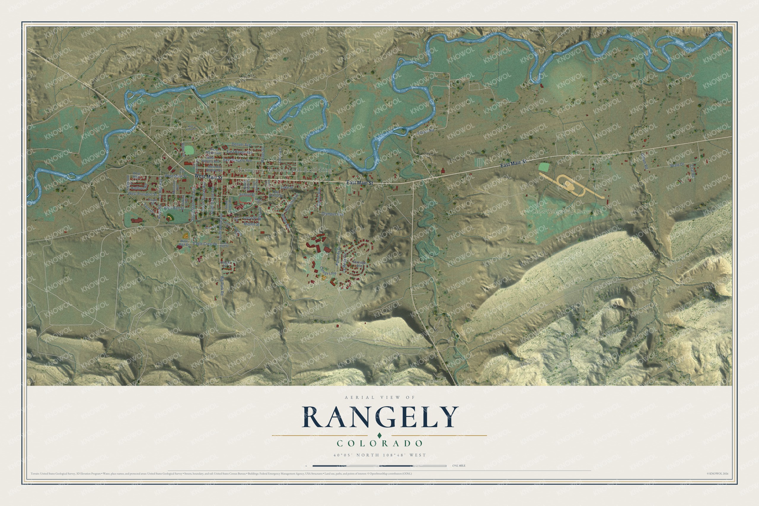 Watermarked full-map preview of Rangely, Colorado