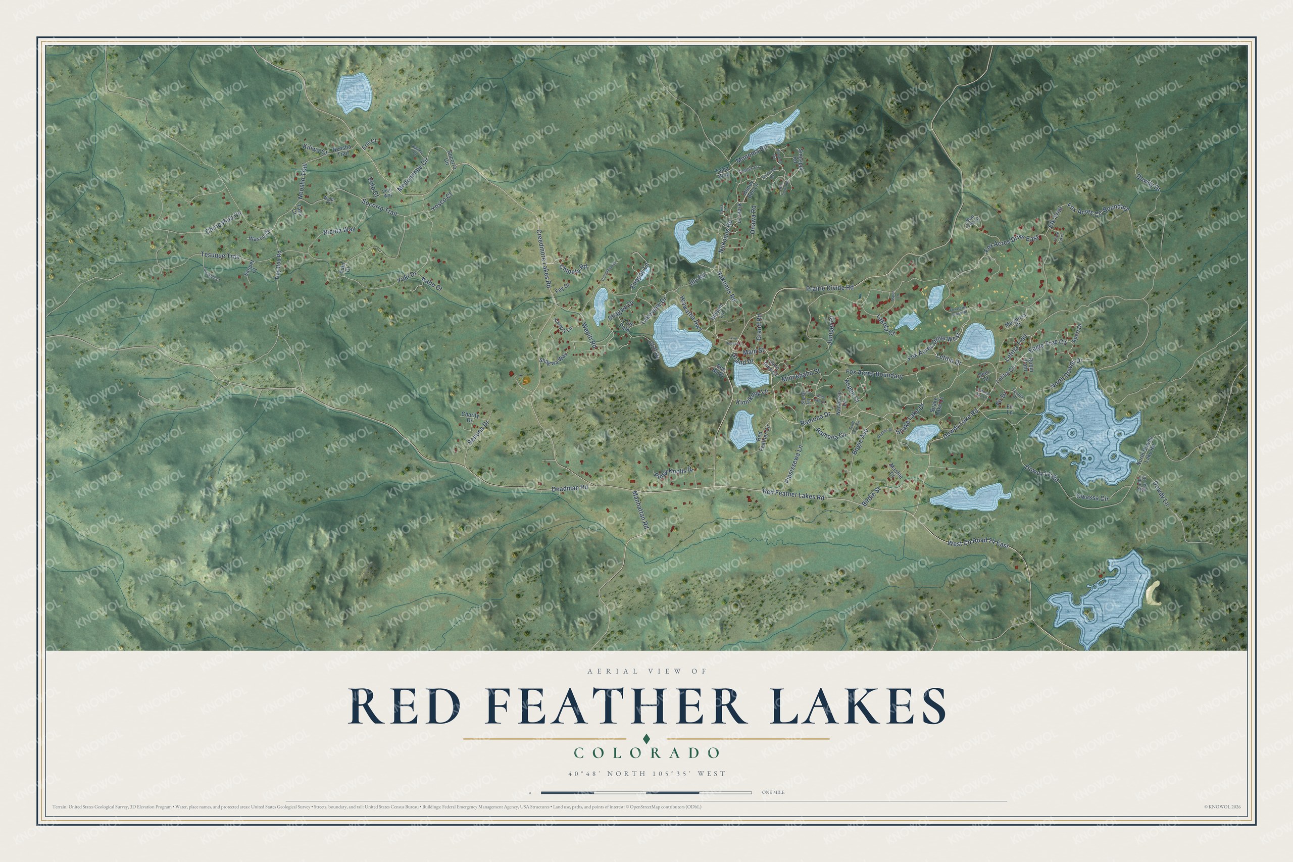 Watermarked full-map preview of Red Feather Lakes, Colorado