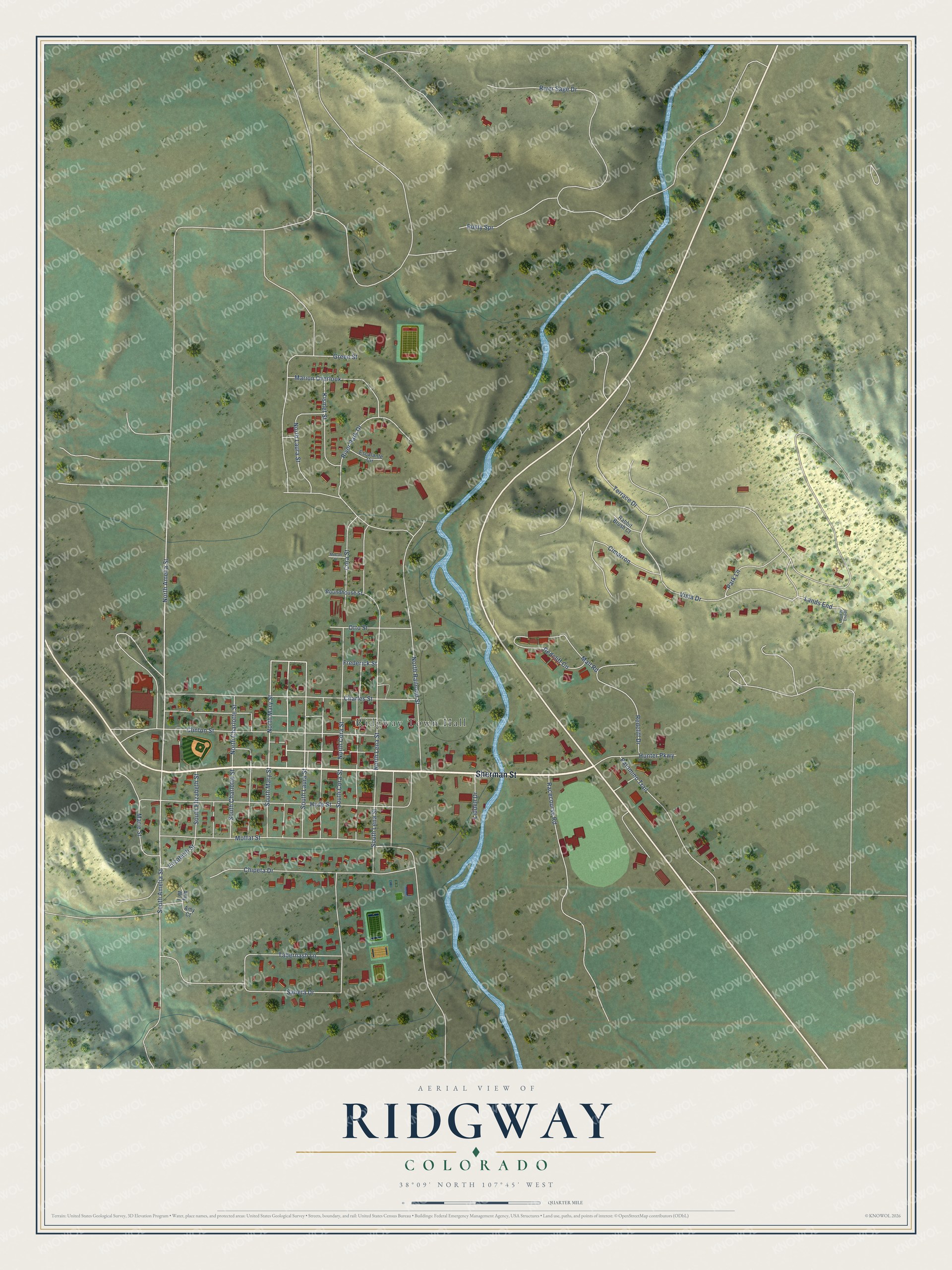 Watermarked full-map preview of Ridgway, Colorado