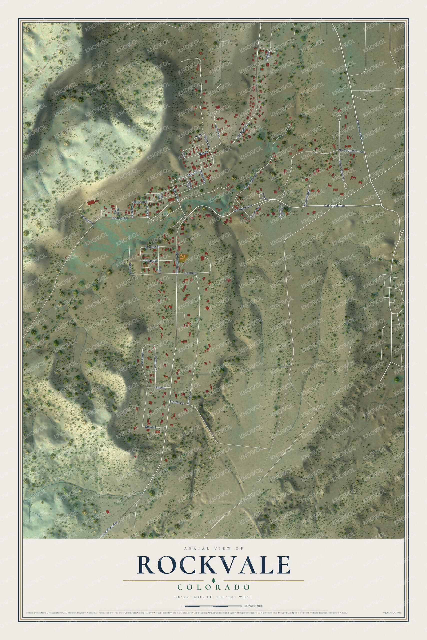 Watermarked full-map preview of Rockvale, Colorado