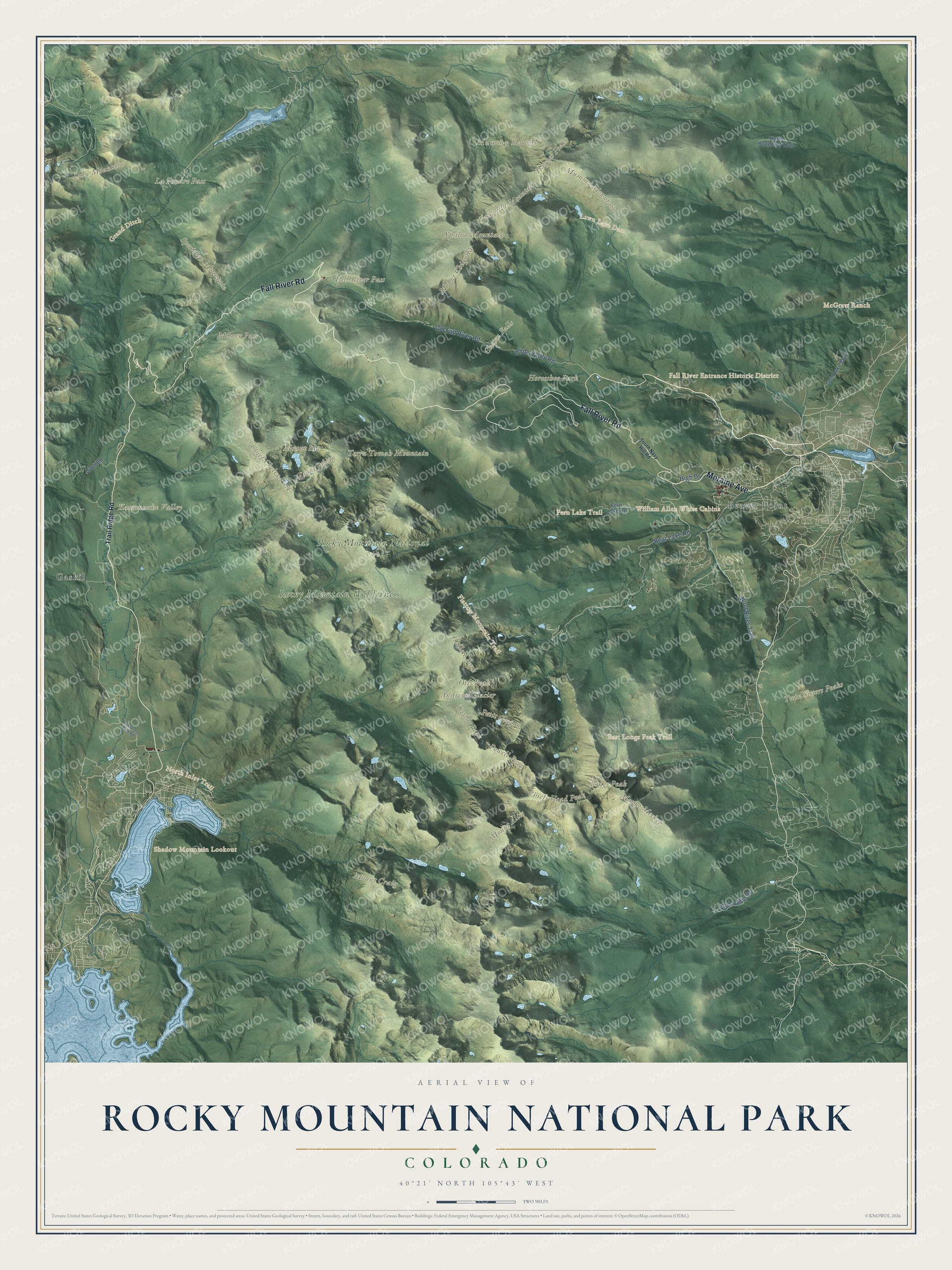 Watermarked full-map preview of Rocky Mountain National Park, Colorado