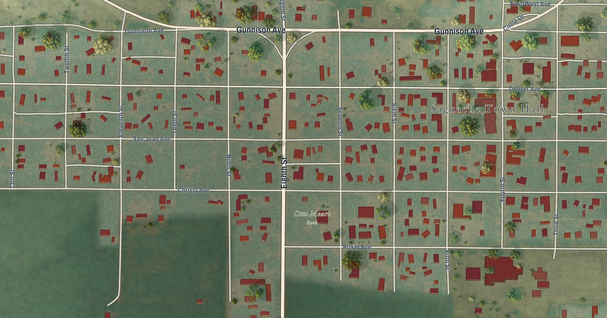 Map of Saguache, Colorado in 2026