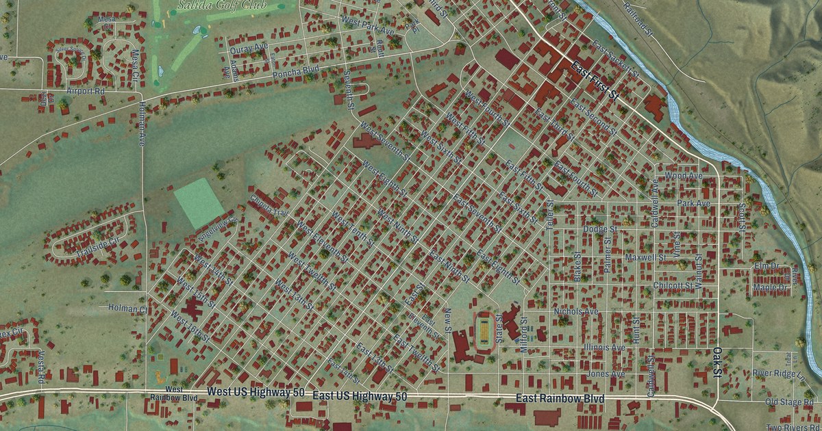 Map of Salida, Colorado in 2026