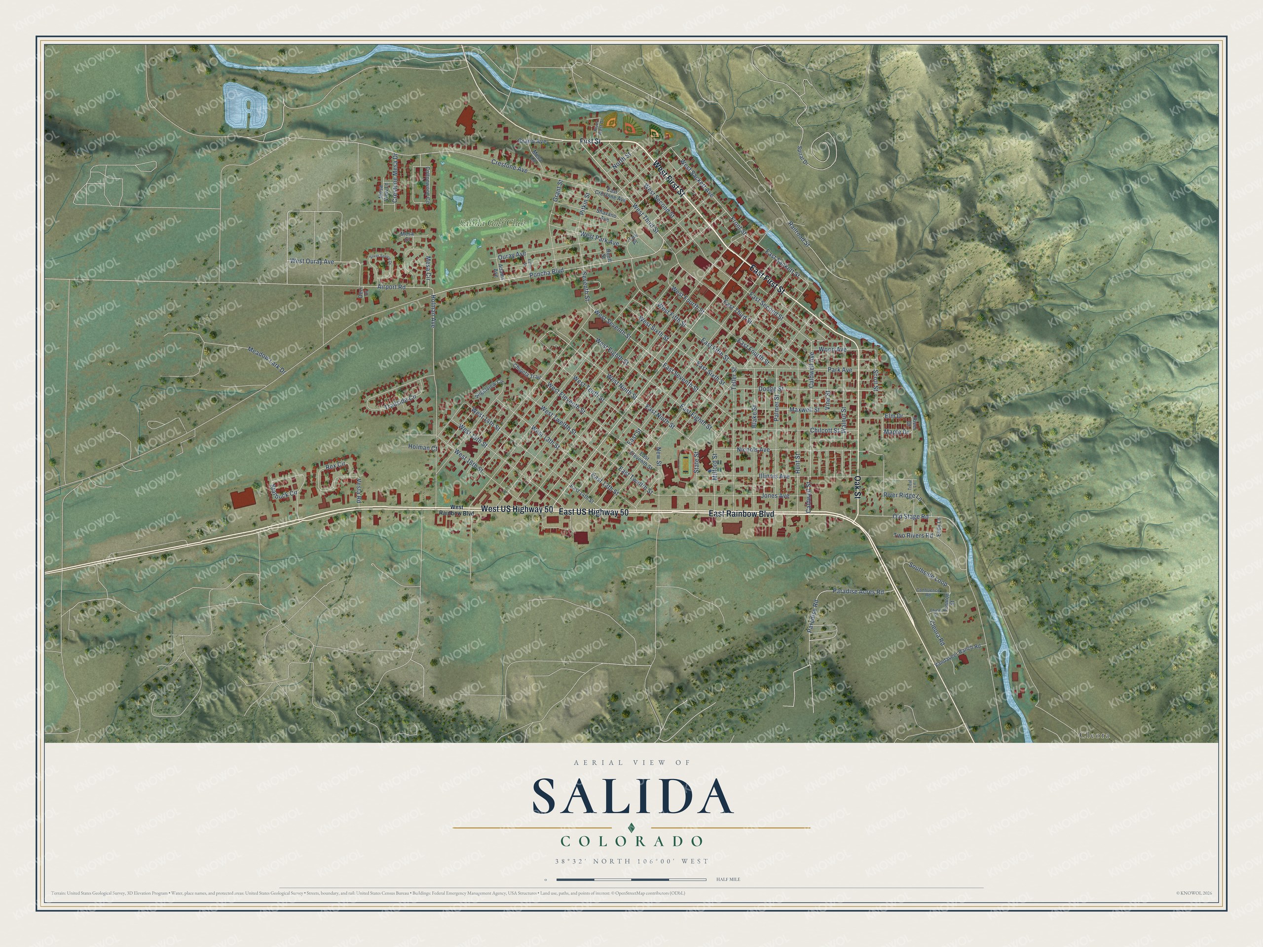 Watermarked full-map preview of Salida, Colorado
