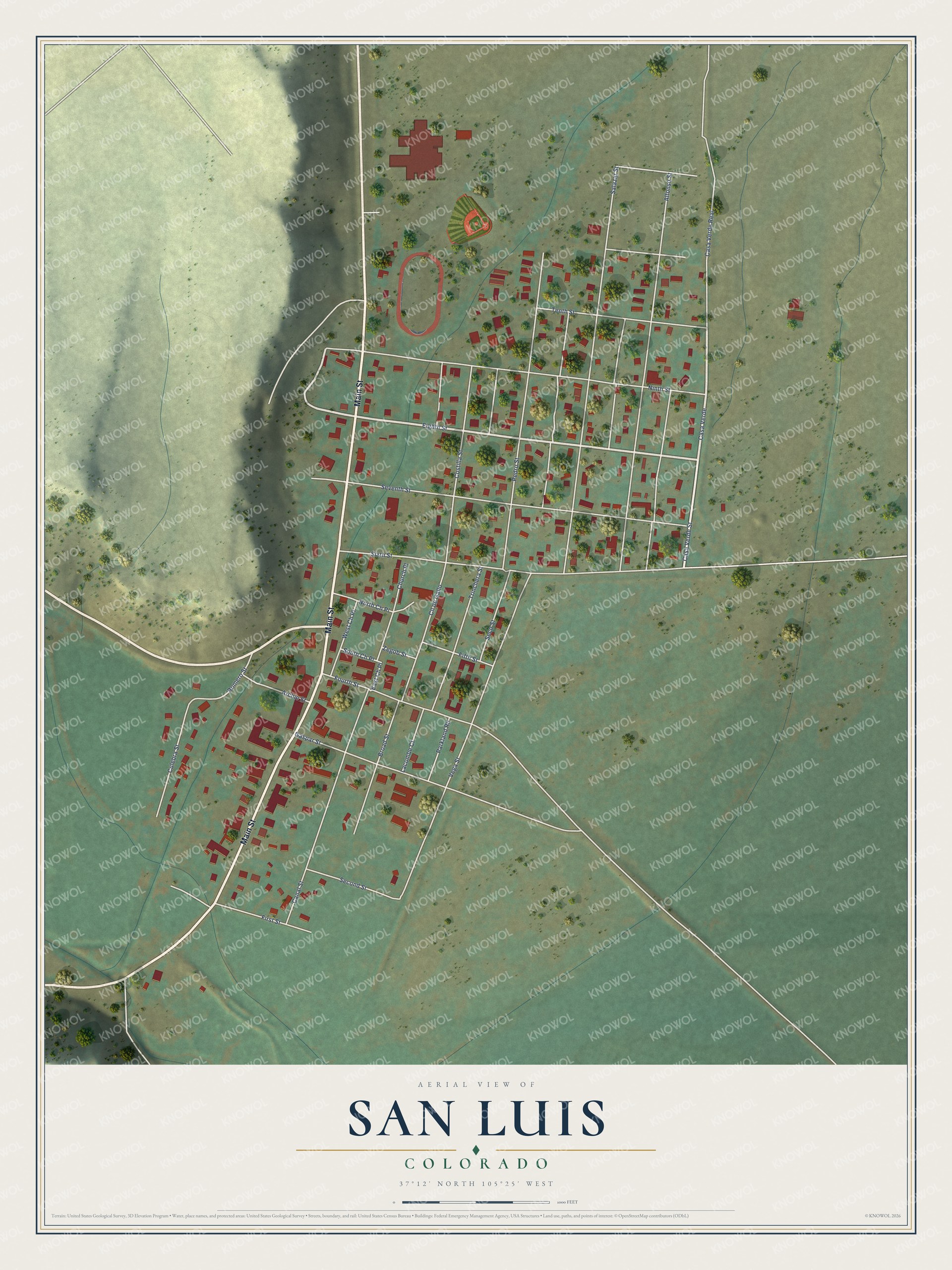 Watermarked full-map preview of San Luis, Colorado