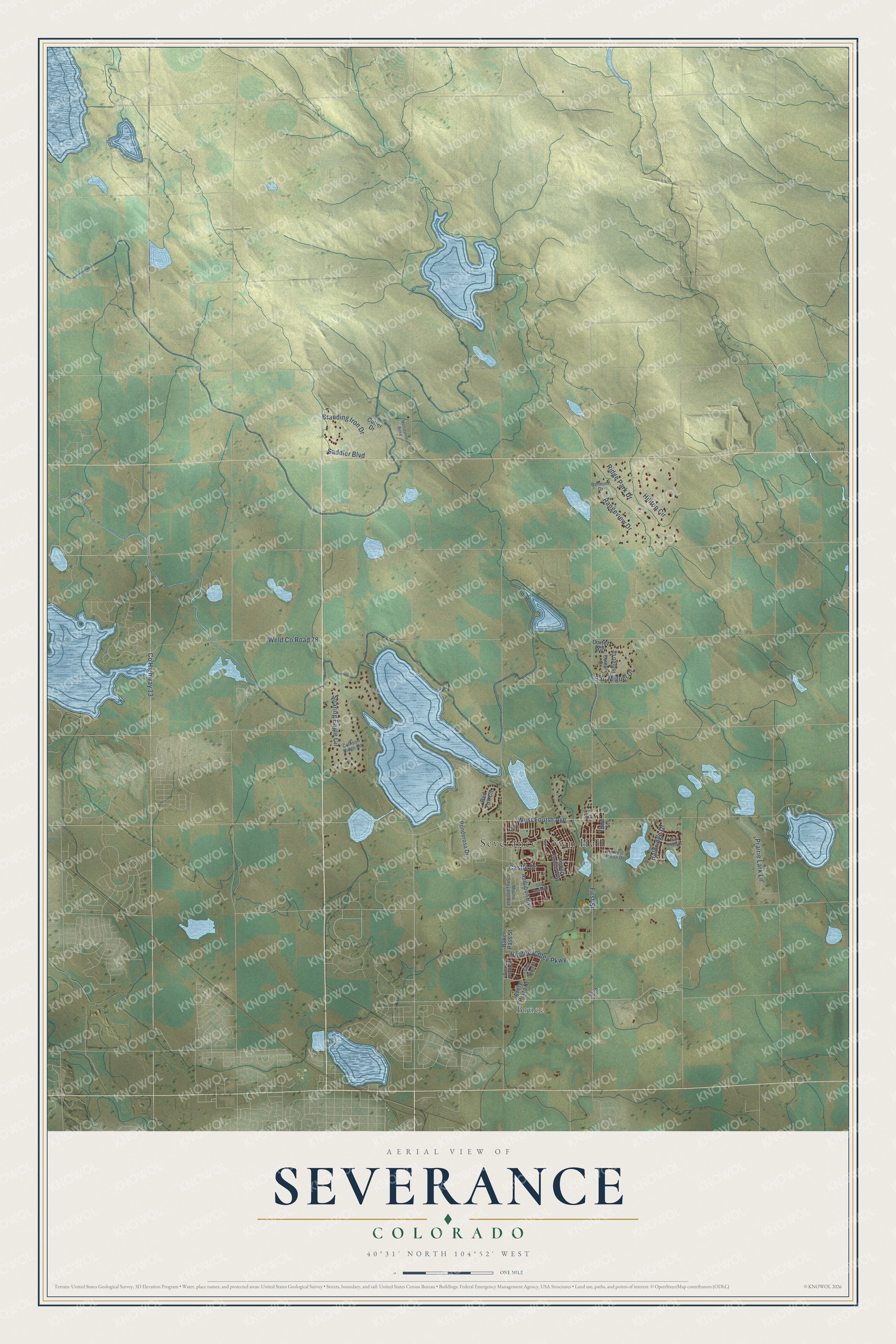 Watermarked full-map preview of Severance, Colorado