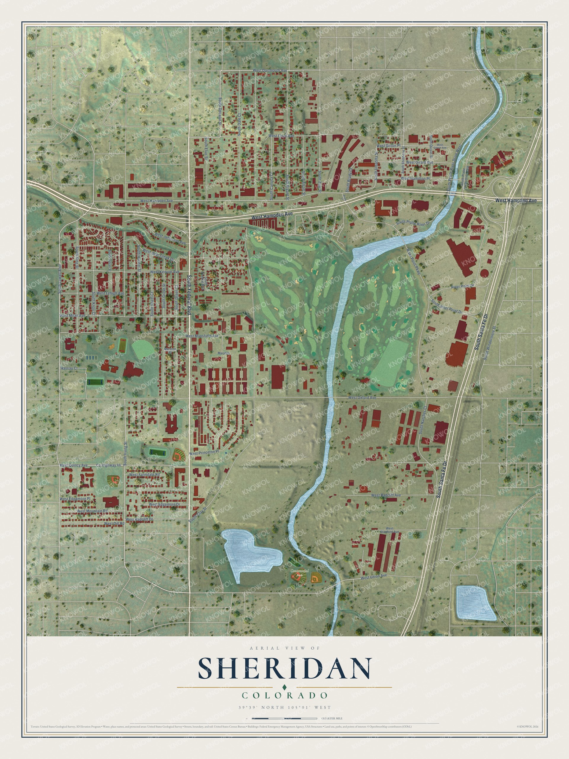 Watermarked full-map preview of Sheridan, Colorado