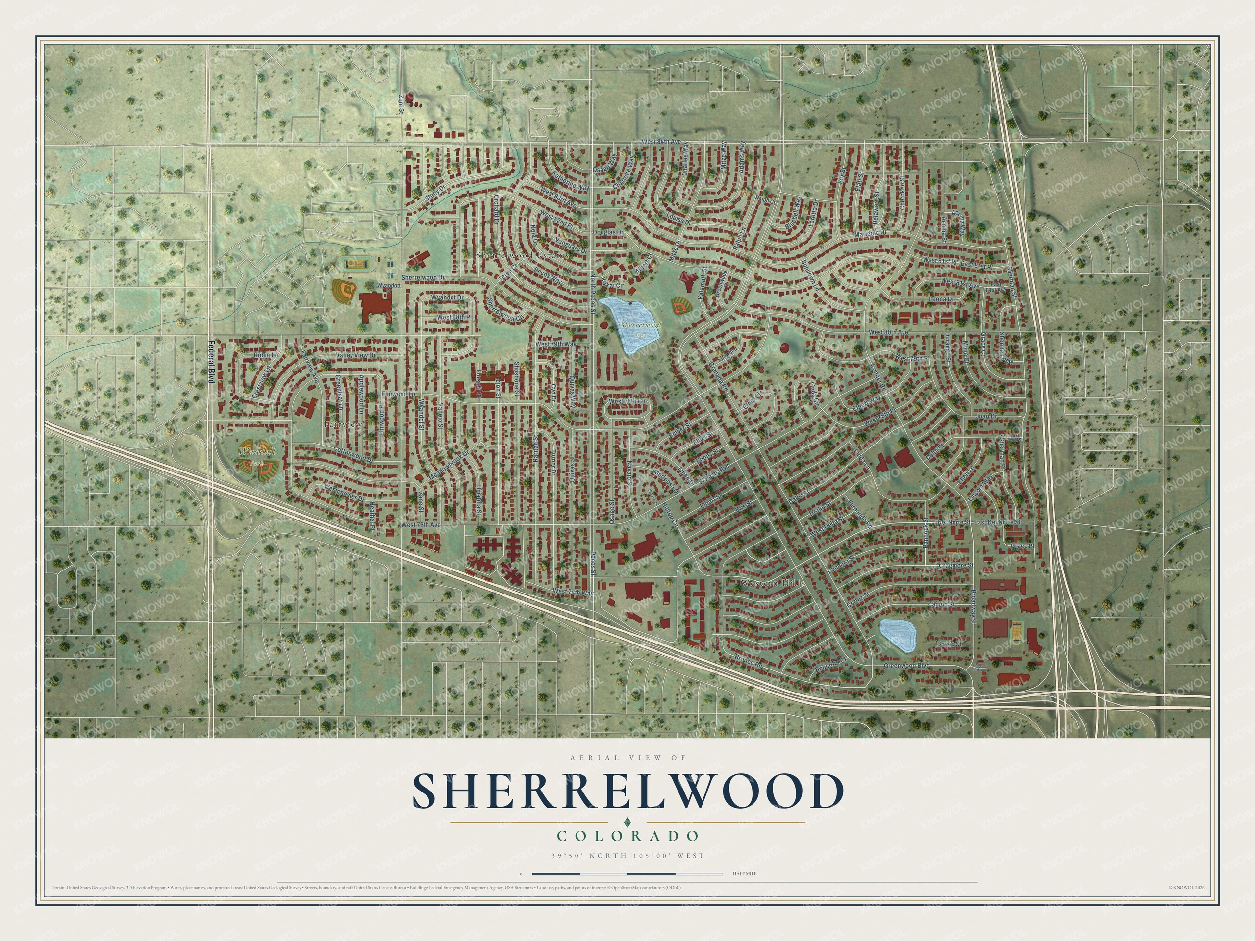 Watermarked full-map preview of Sherrelwood, Colorado