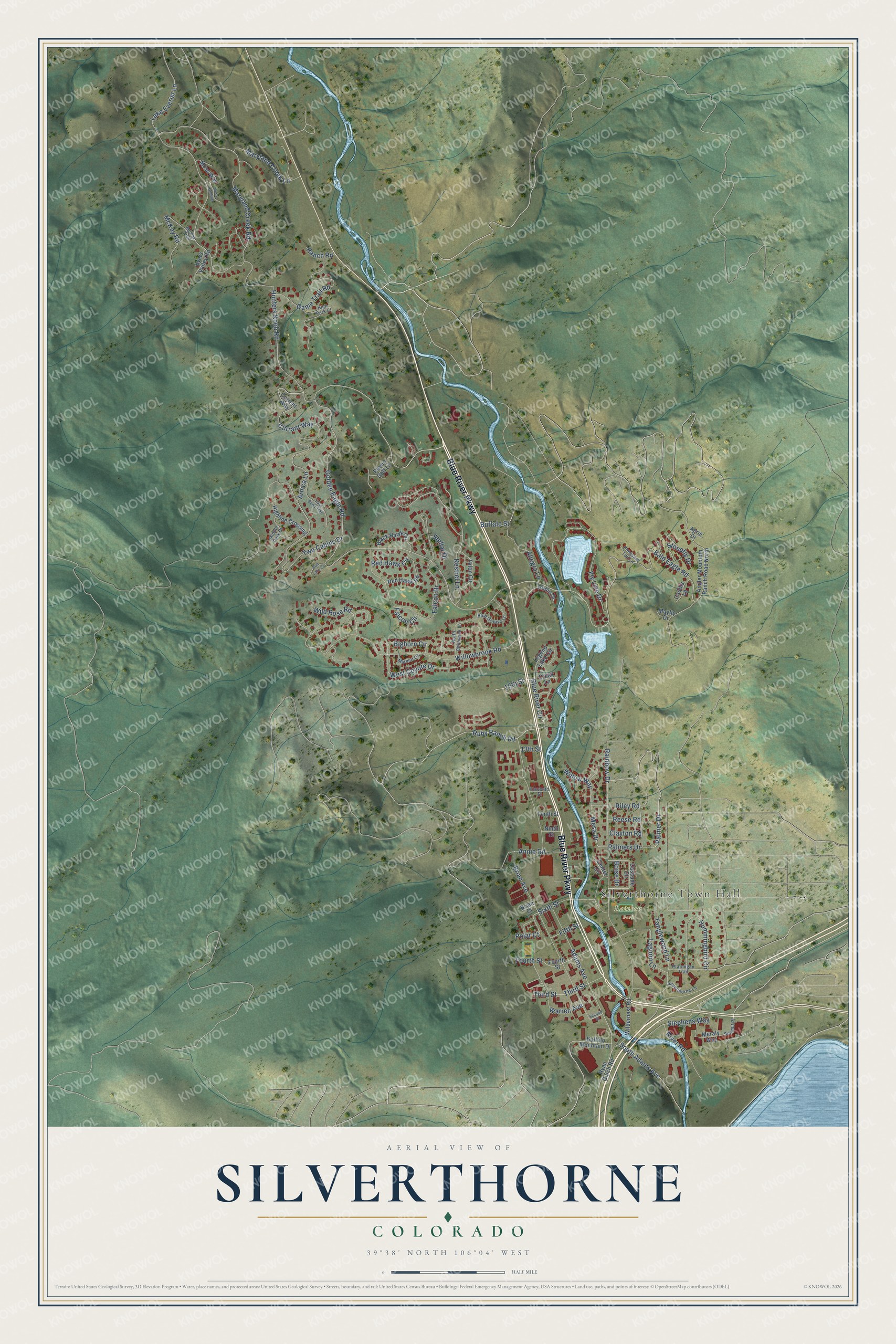 Watermarked full-map preview of Silverthorne, Colorado