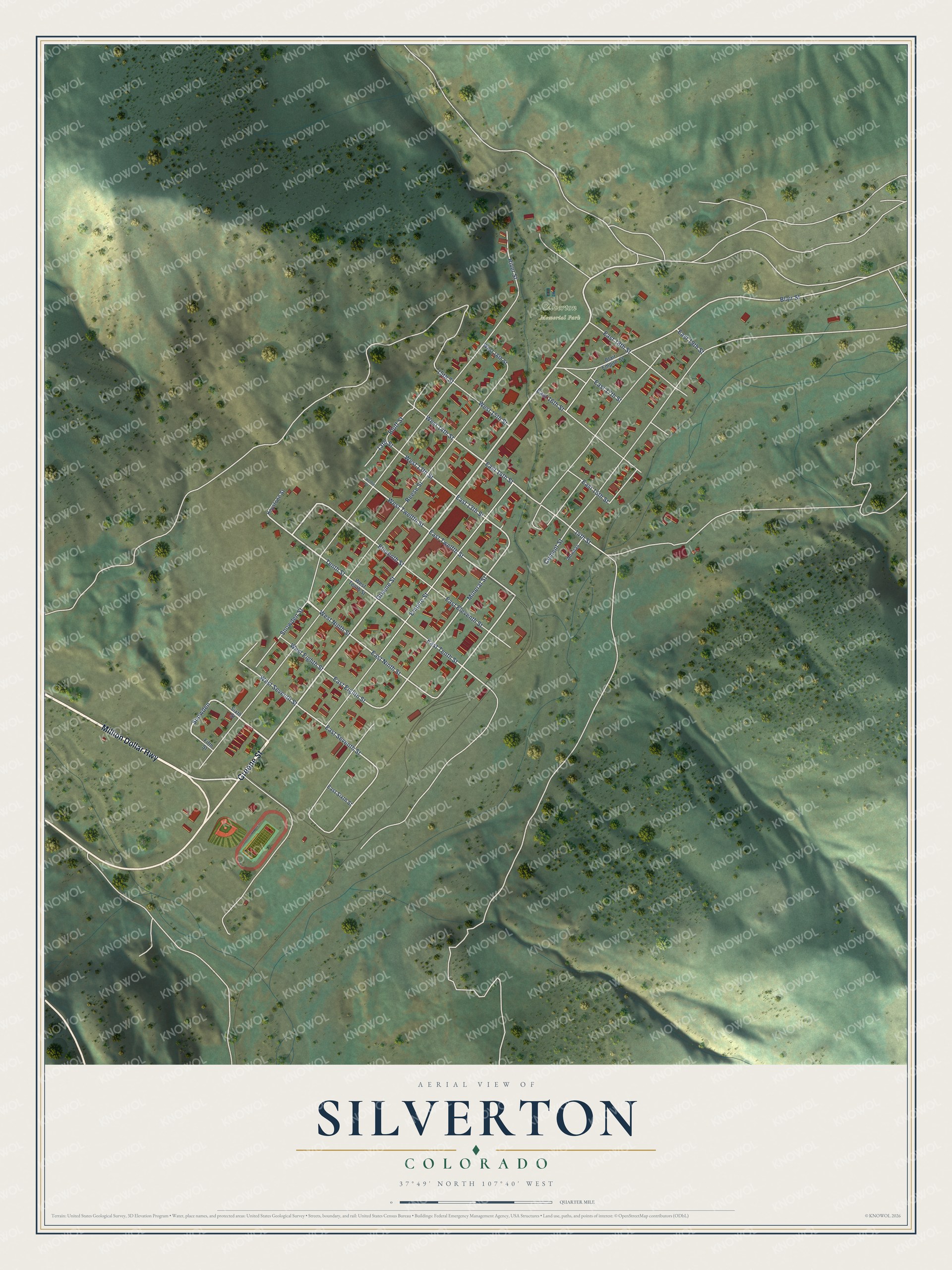 Watermarked full-map preview of Silverton, Colorado