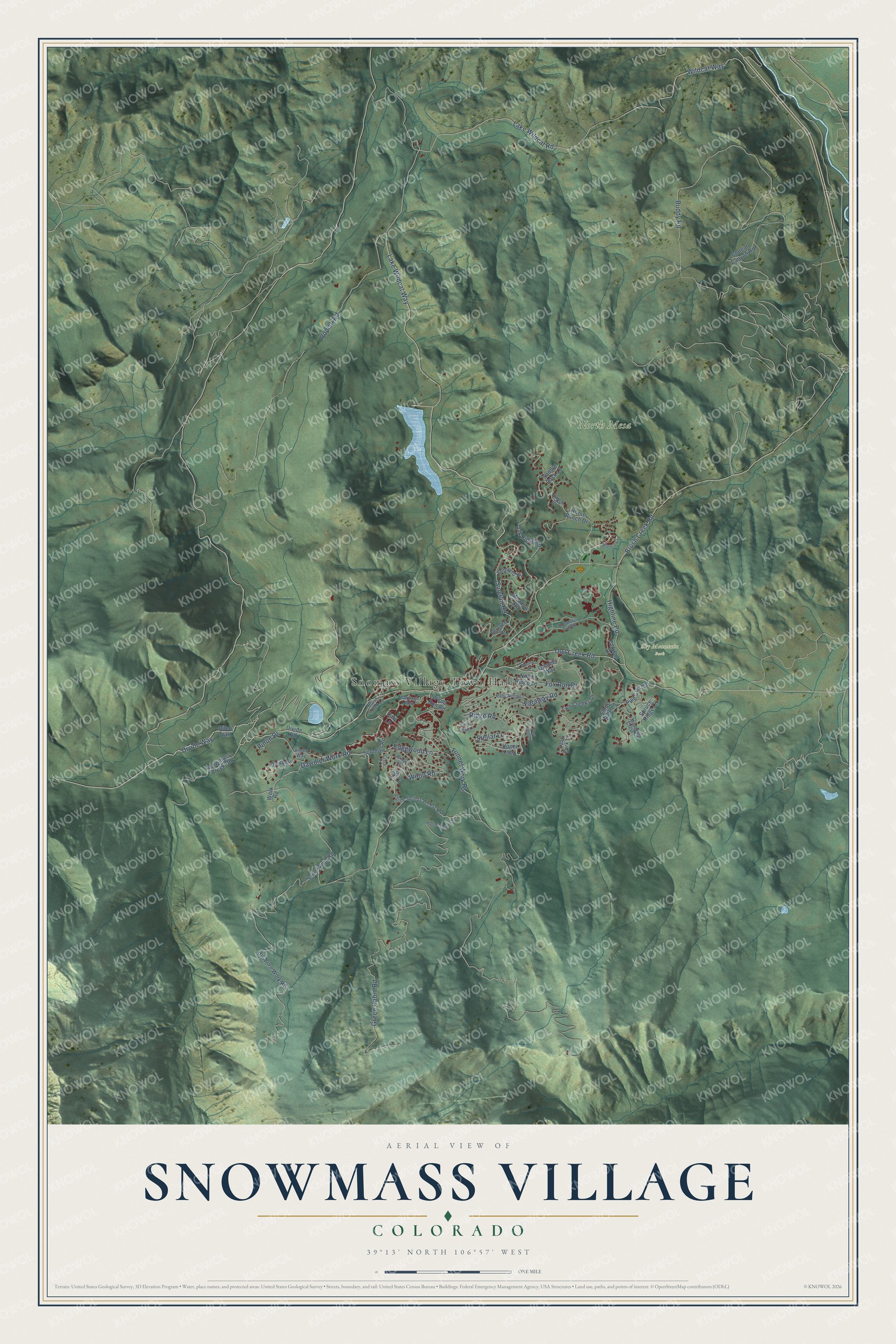 Watermarked full-map preview of Snowmass Village, Colorado