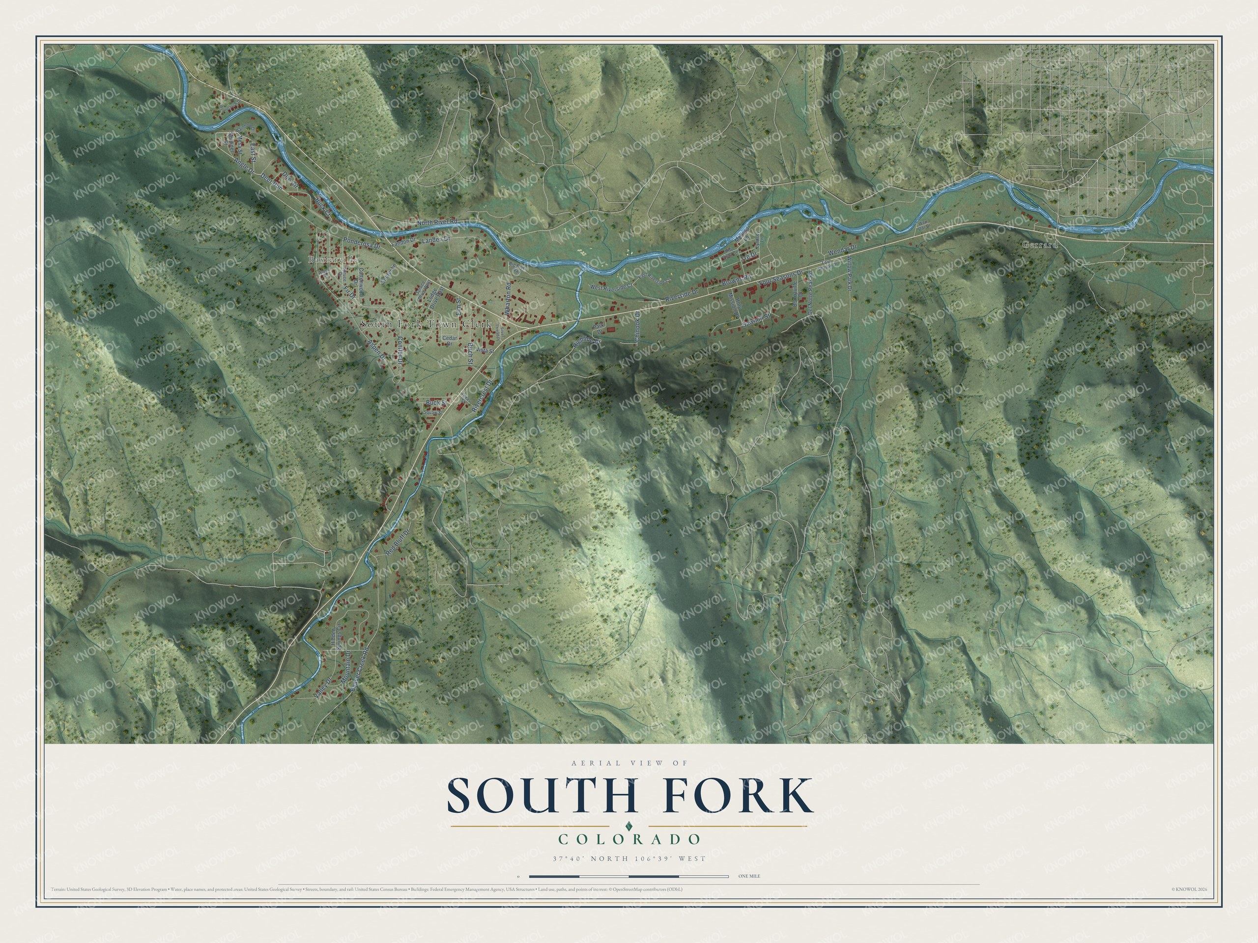 Watermarked full-map preview of South Fork, Colorado