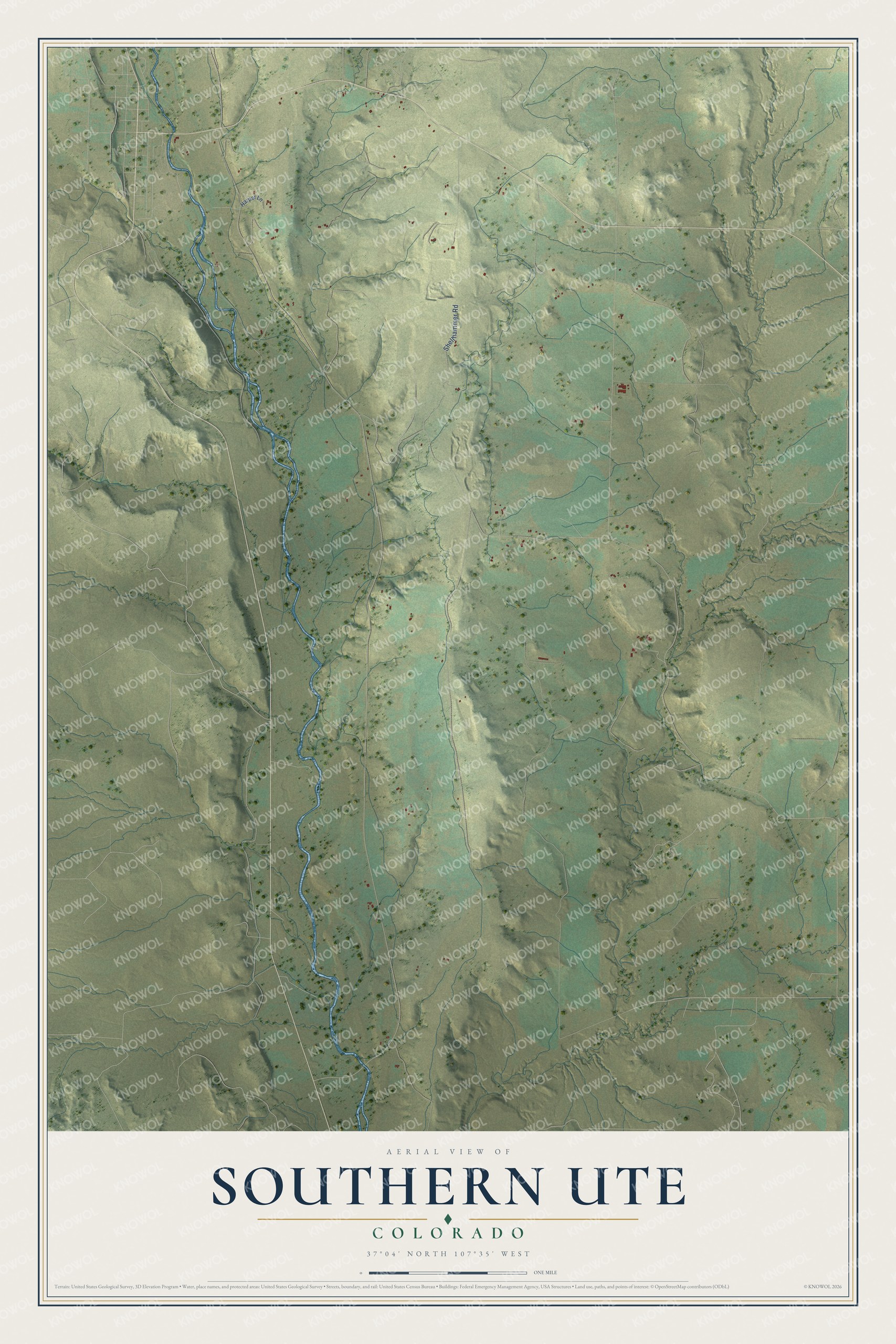 Watermarked full-map preview of Southern Ute, Colorado