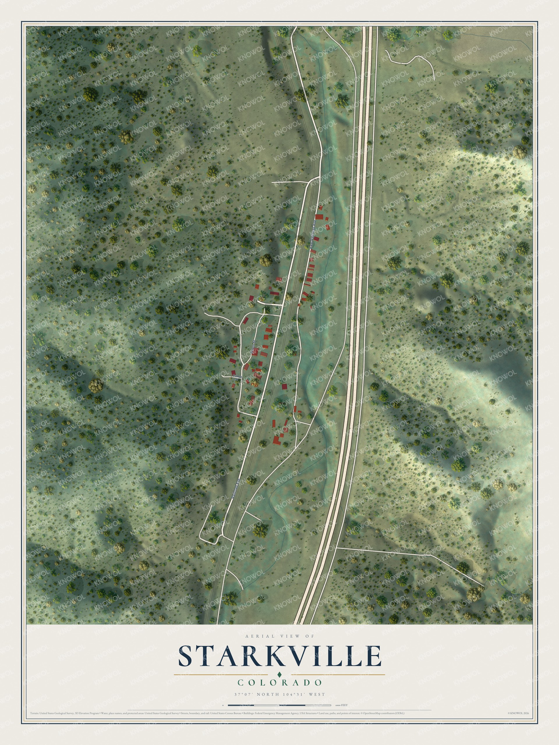 Watermarked full-map preview of Starkville, Colorado