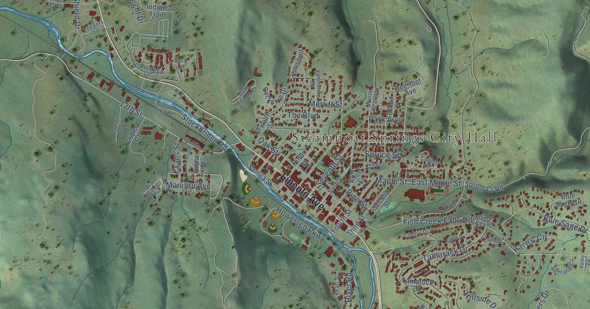 Map of Steamboat Springs, Colorado in 2026