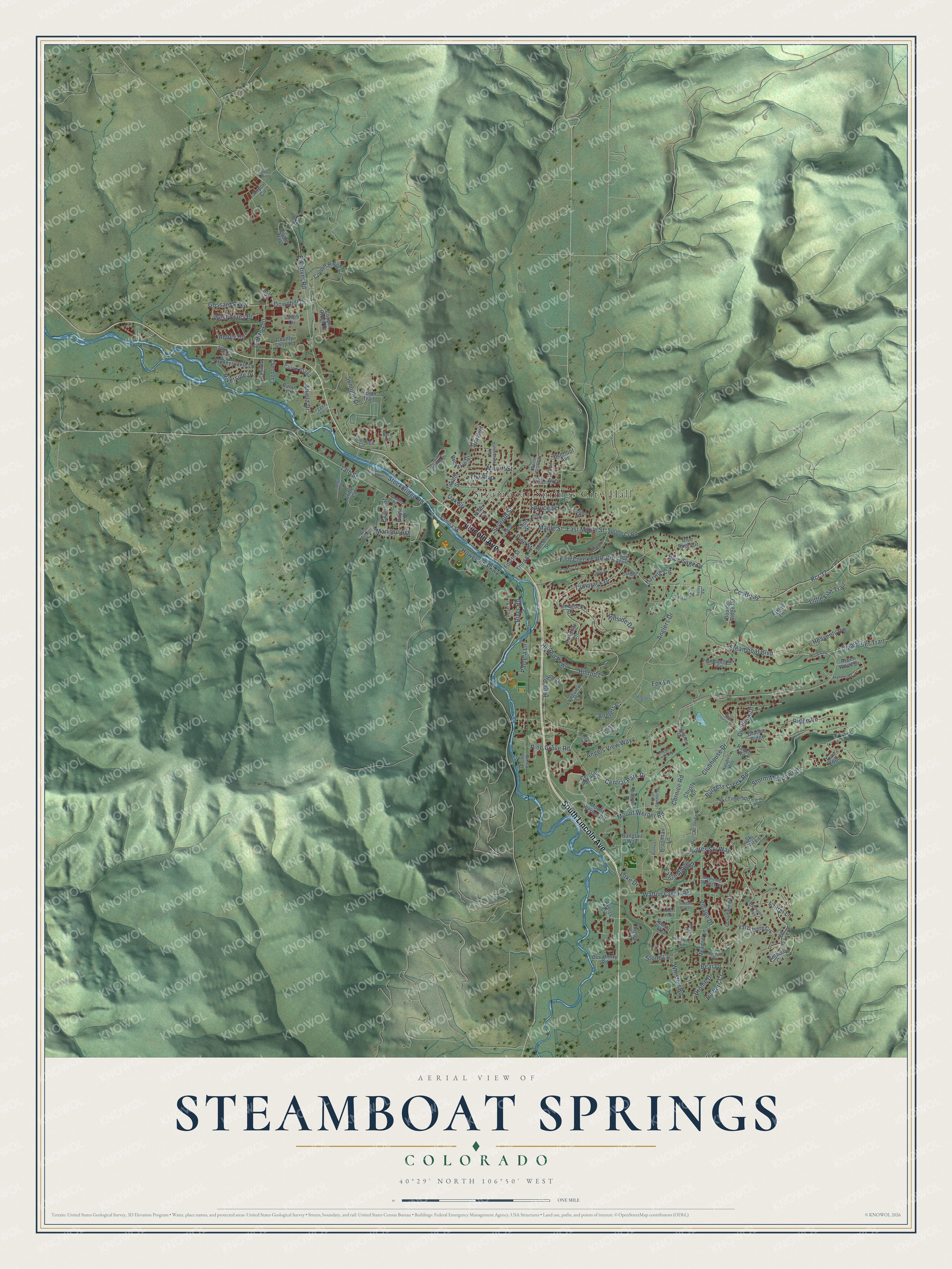 Watermarked full-map preview of Steamboat Springs, Colorado