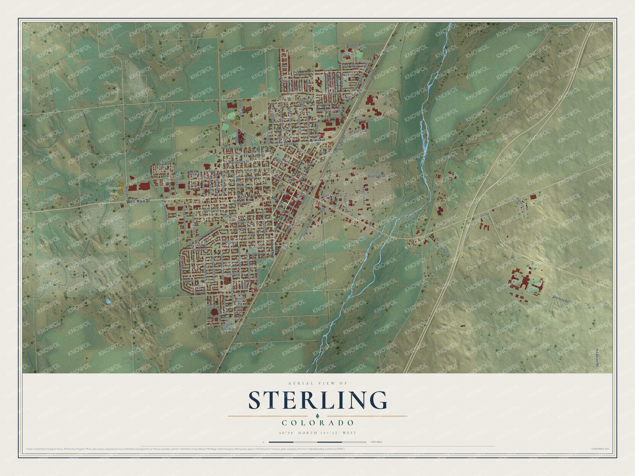 Watermarked full-map preview of Sterling, Colorado
