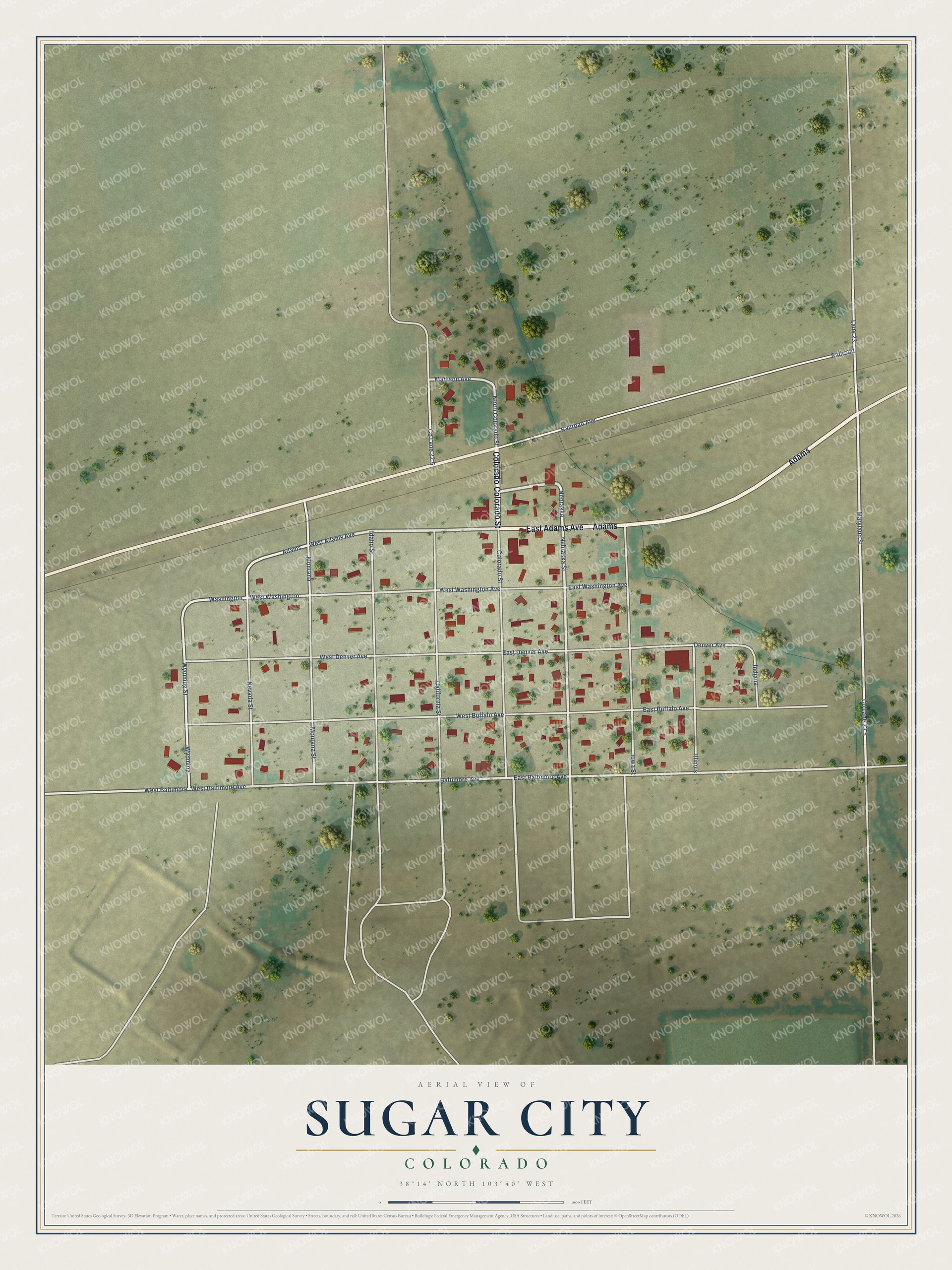 Watermarked full-map preview of Sugar City, Colorado
