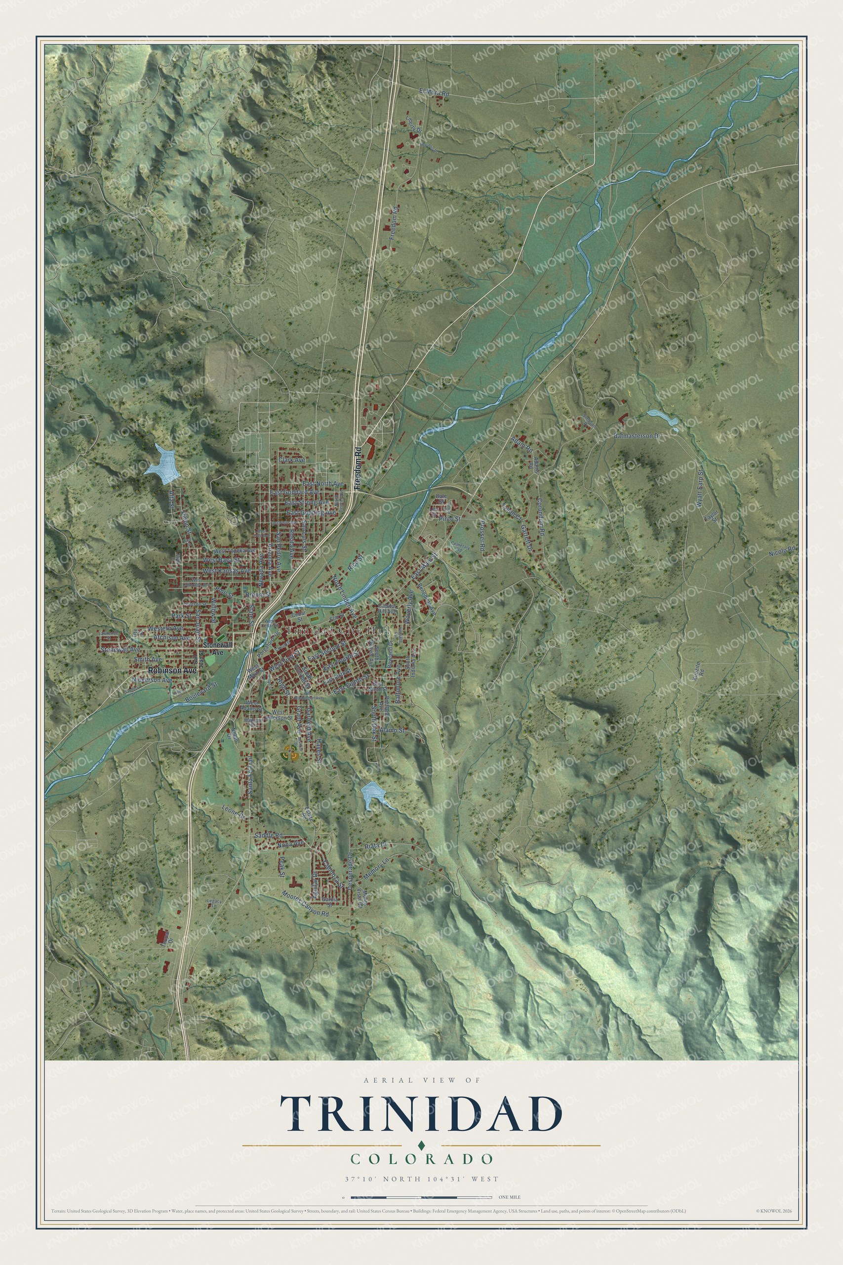 Watermarked full-map preview of Trinidad, Colorado