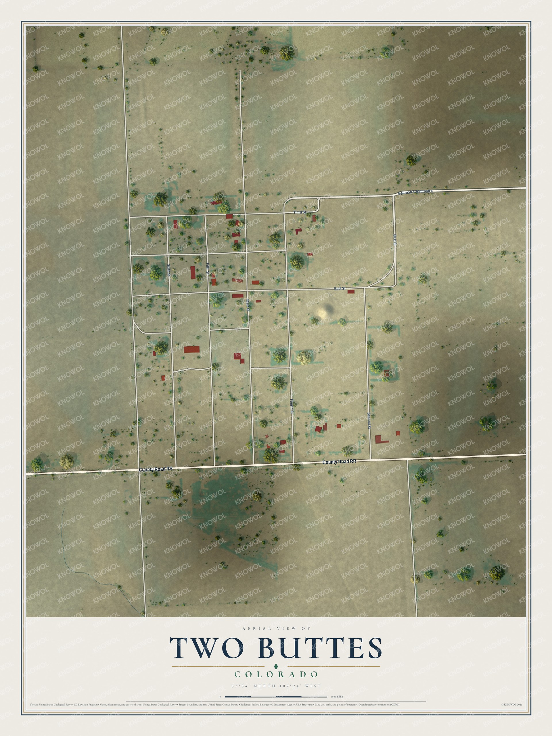 Watermarked full-map preview of Two Buttes, Colorado