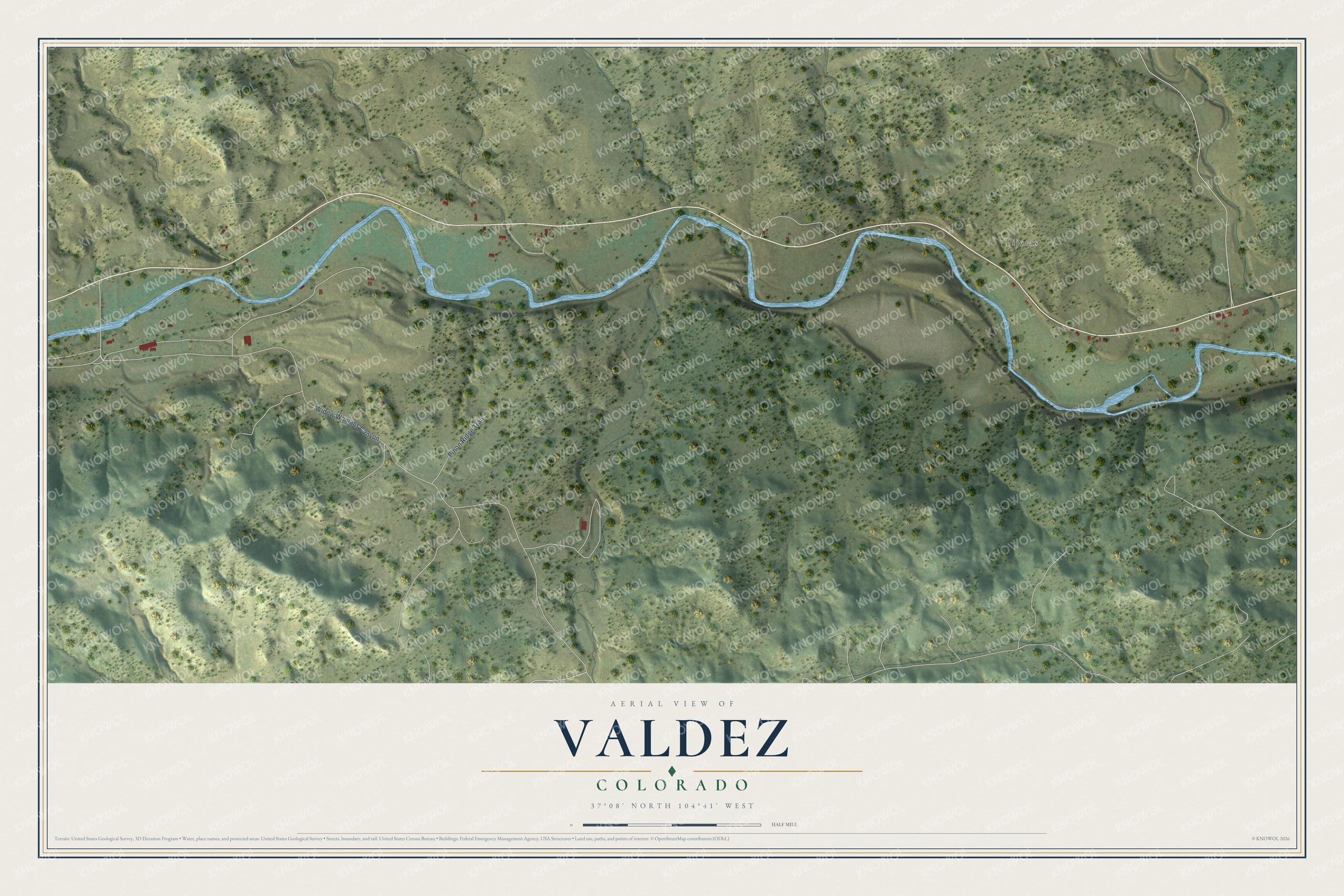 Watermarked full-map preview of Valdez, Colorado