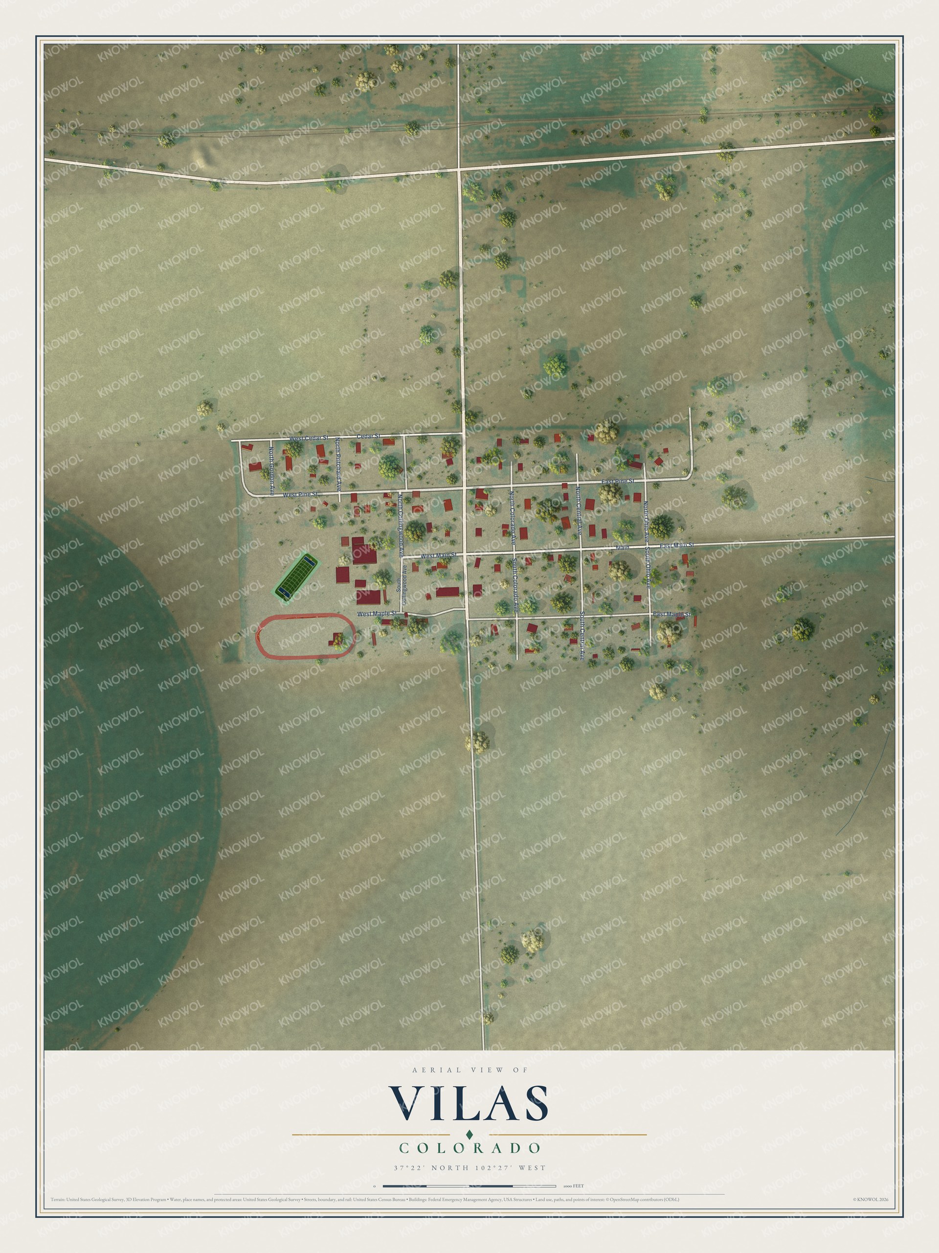 Watermarked full-map preview of Vilas, Colorado